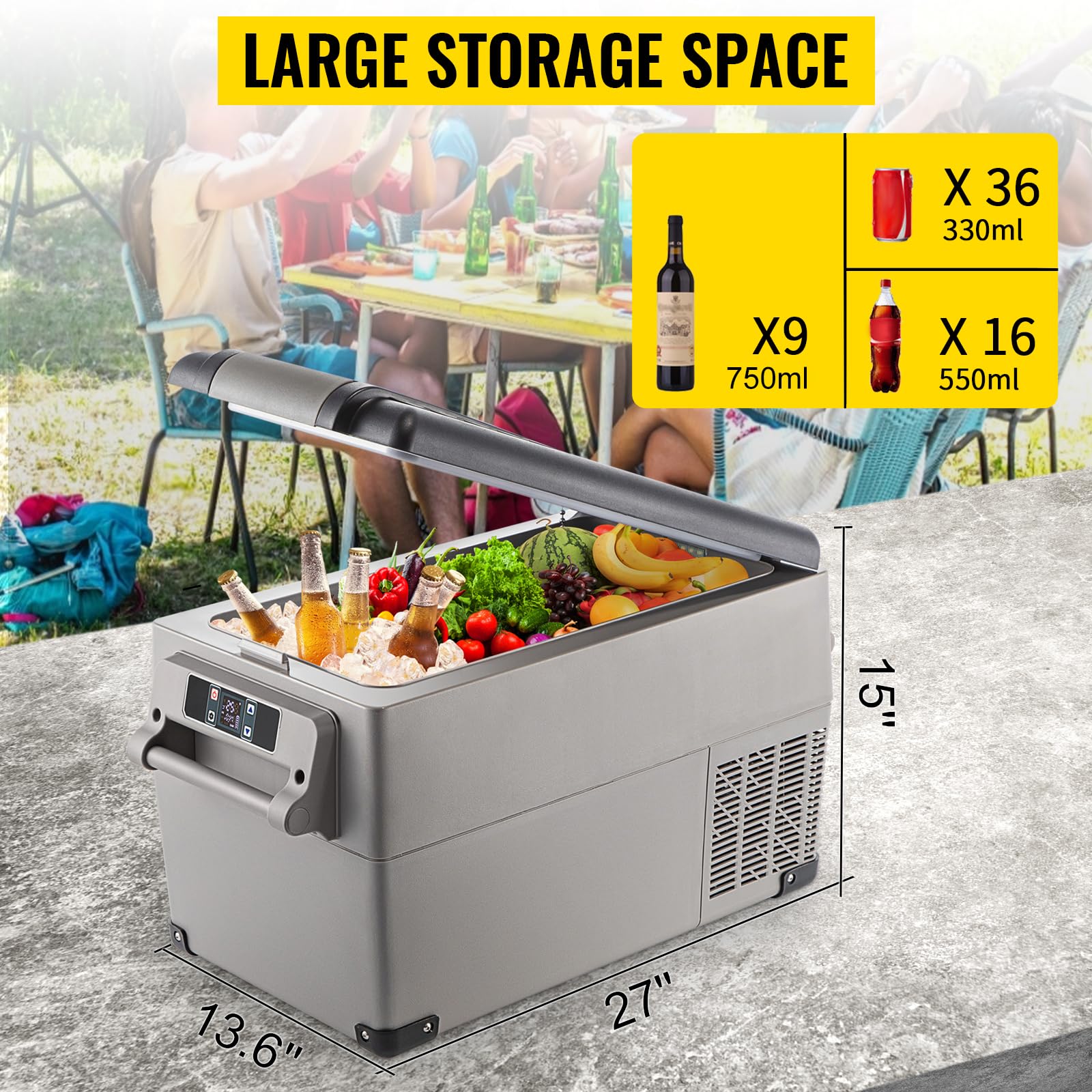 Glacière électrique, 35 L Frigo, 12 V et 230 V congélateur pour Voiture, Camion, Camping-Car, Bateau et Prise de Courant Réfrigérateur Compresseur Voiture