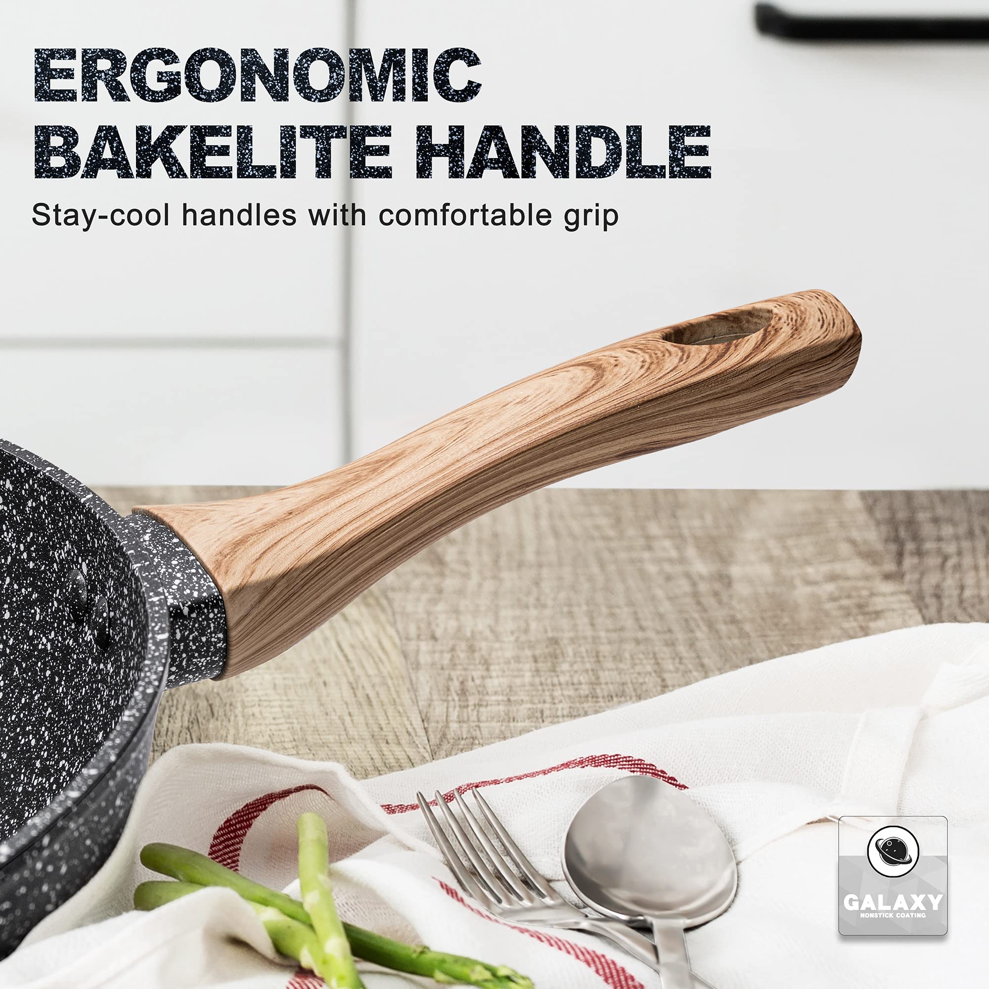 MICHELANGELO Wok 28 cm, nieprzywierający wok z pokrywką, woki 28 cm z koszem do smażenia i zestawem do gotowania na parze, głęboka patelnia, woki i patelnie do smażenia