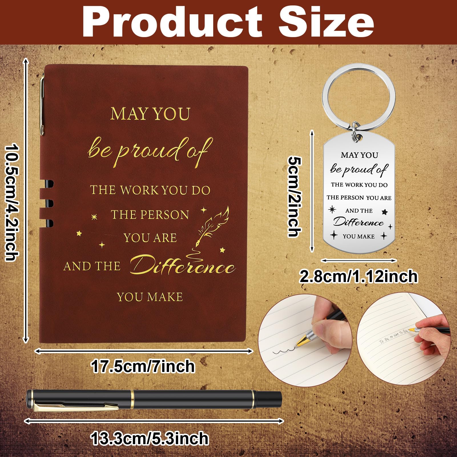 Candcamp Thank You Gift Leaving Gifts for Colleagues Women Men A5 Inspirational Notebook and Pen Set Appreciation Brown Journal New Job Congratulations Presents for Employee Volunteer Teacher - Image 3