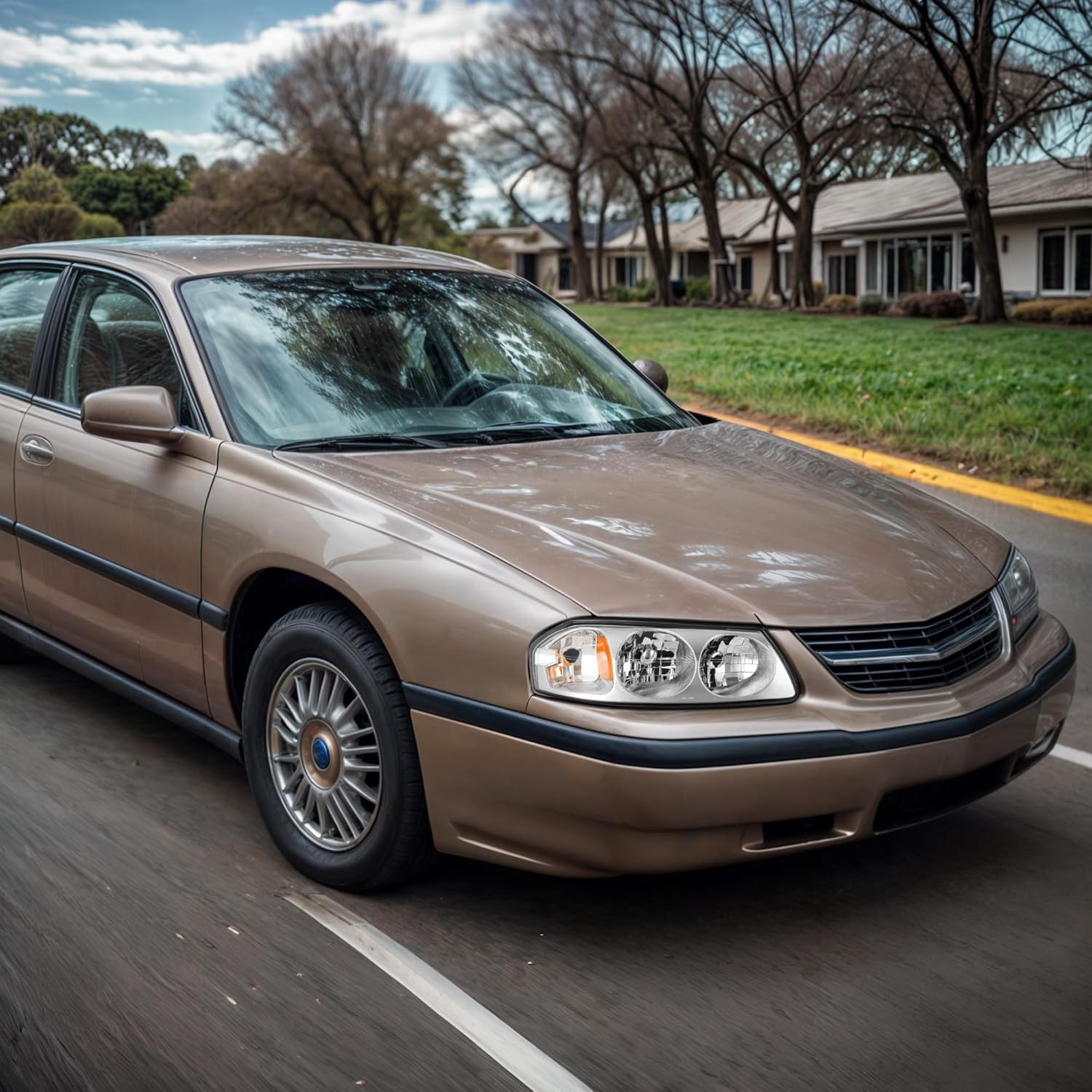 LEDKINGDOMUS Headlight Assembly, DOT-certified, Compatible with 2000 2001 2002 2003 2004 2005 Chevrolet Impala Head Light Replacement Headlamp Pair Chrome Housing