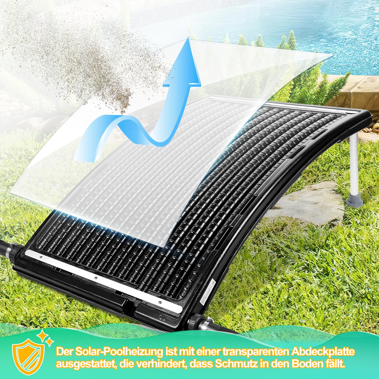 Gimisgu Kolektor słoneczny ogrzewanie basenu, ogrzewanie solarne 113 x 69 x 35 cm, maksymalny przepływ 10 000 l/h, ogrzewanie basenowe, instalacja solarna do ciepłej wody, prysznica ogrodowego, basenu