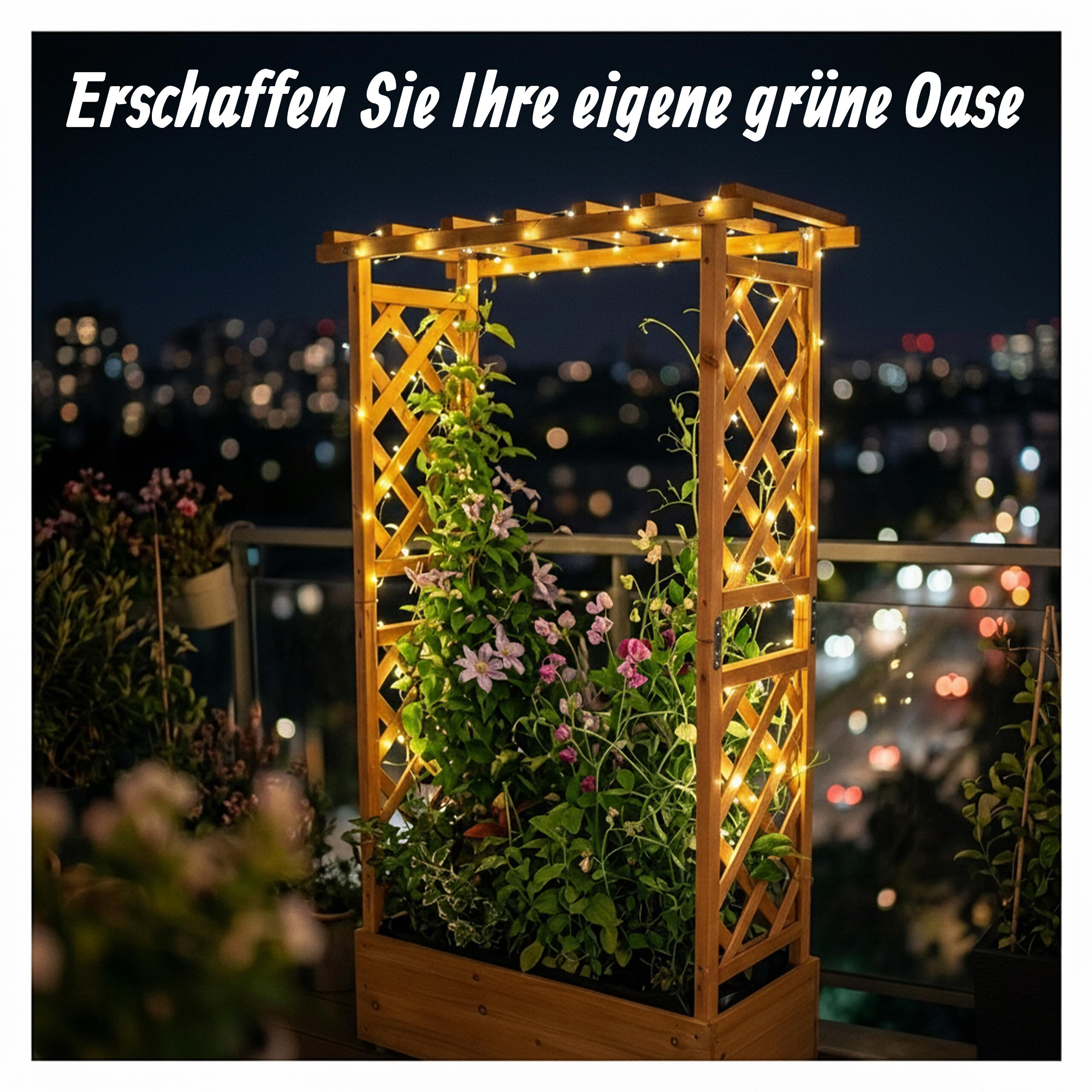Relaxdays Blumenkasten mit Rankgitter & Dach, HBT: 152x78x36 cm, orange