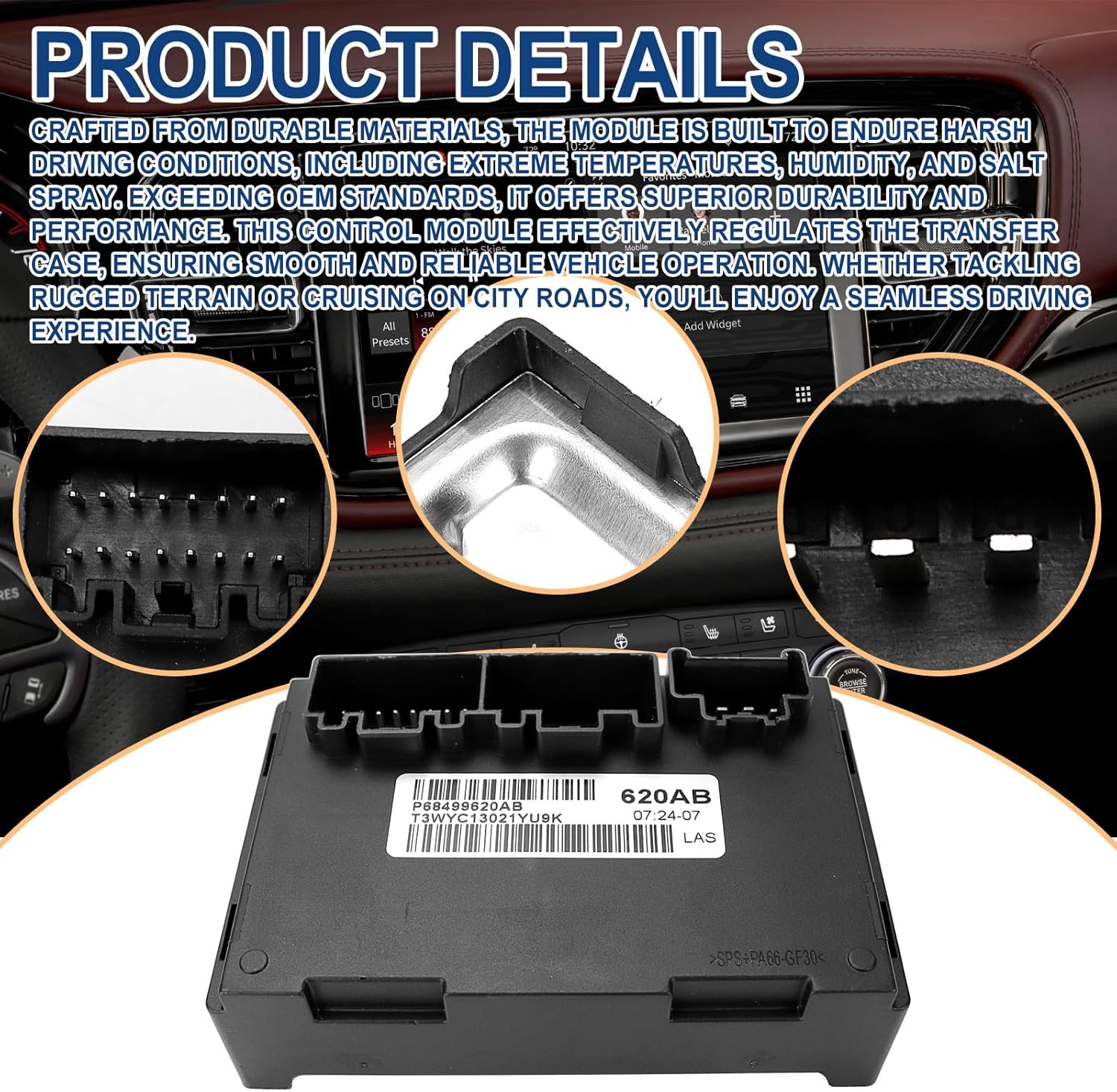 68499620AA Transfer Case Control Module - Compatible with Dodge Durango 2021-2025, Jeep Grand Cherokee WK 2022, Jeep Grand Cherokee 2021