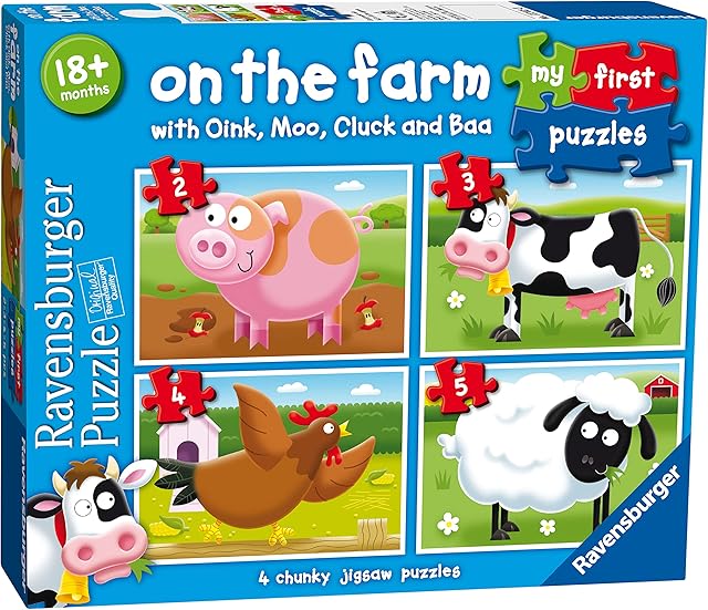 Ravensburger On The Farm, My First Jigsaw Puzzles (2, 3, 4 & 5 Piece) Educational Toys for Toddlers Age 18 Months and Up