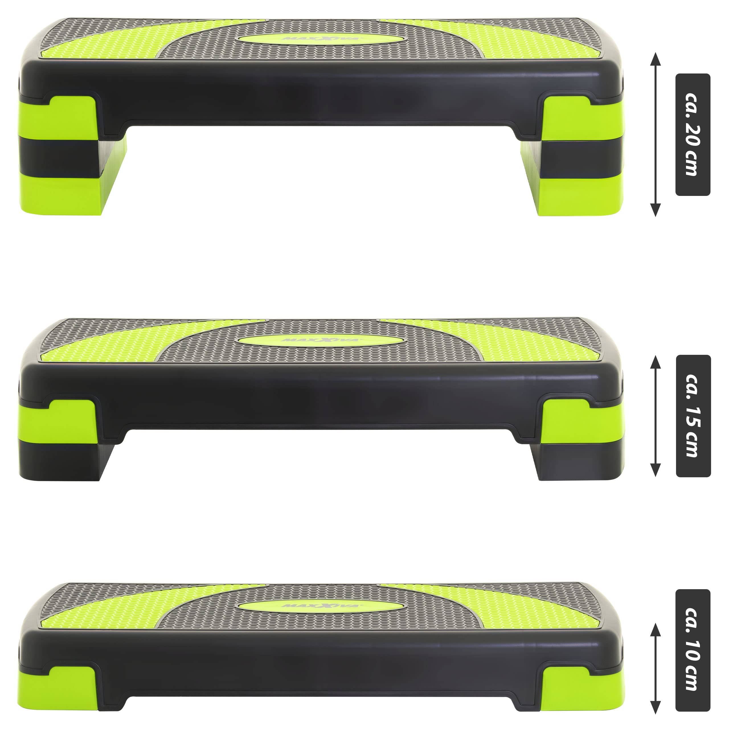 Stepper Aerobic-Fitness-Steppbrett 80 x 30,5 cm (ohne Matte!)// 67 x 27 x 10/15/20 cm (mit Matte!) höhenverstellbar Hometrainer Fitnesstraining Workout