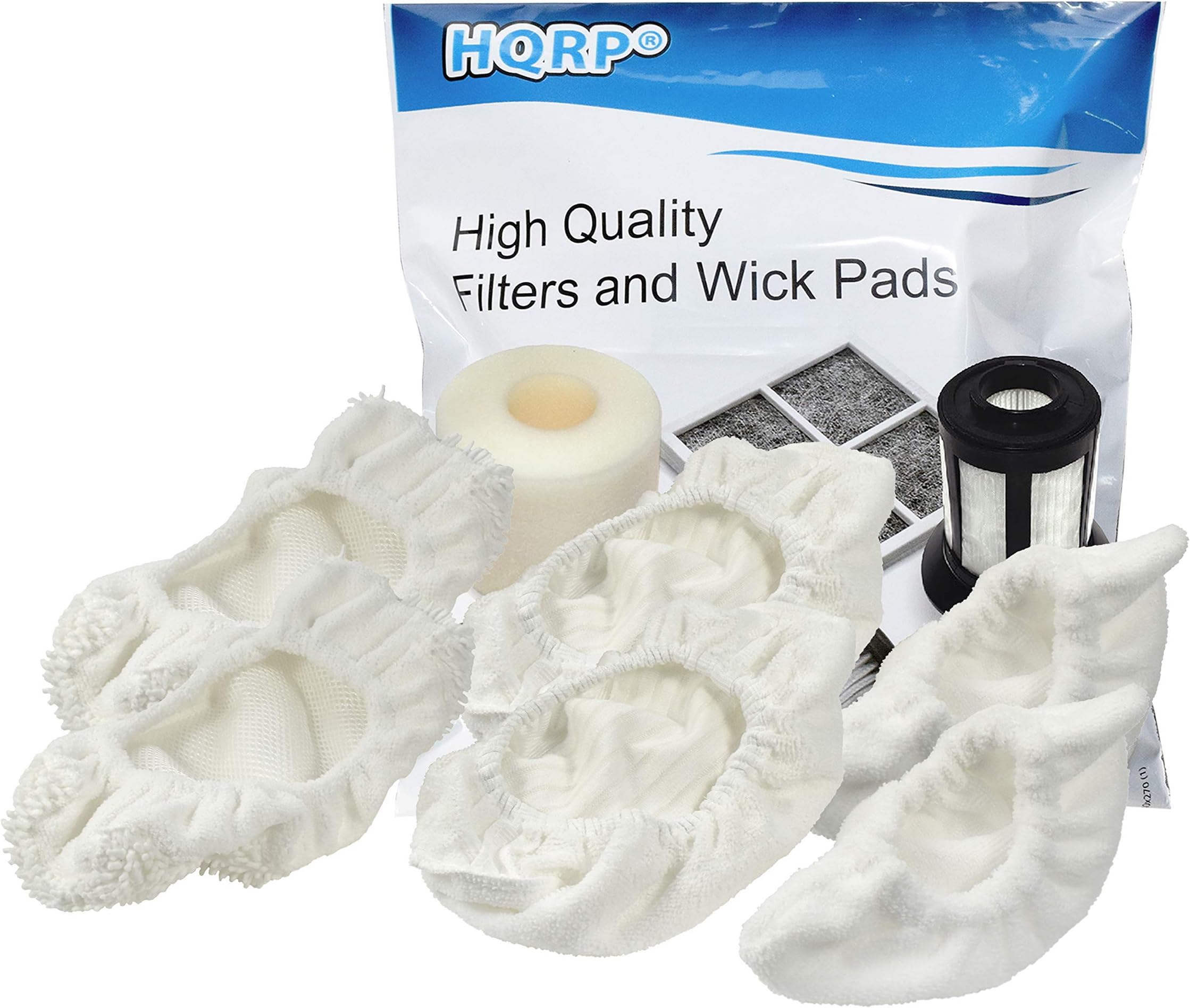HQRP 6pcs Kit Microfiber Steam Mop Pads Compatible with Oreck Steam-It All Purpose Steam Wand STEAM100 STEAM100LRH Steamer, Replacement Cleaner Bonnets