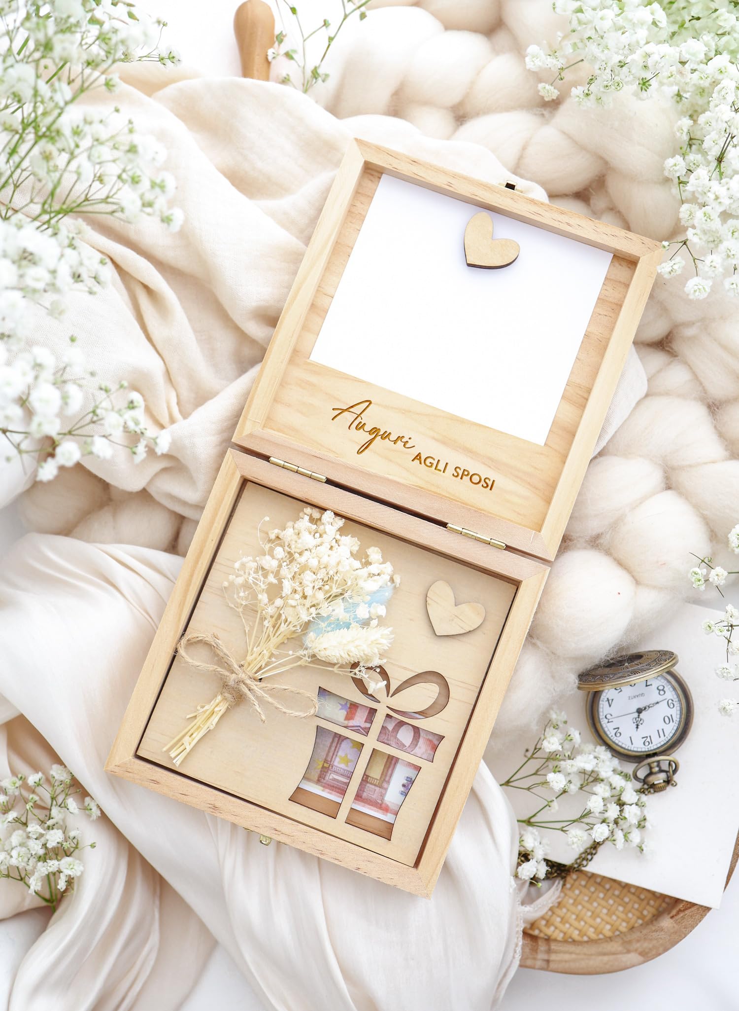 Joli Coon Regalo matrimonio personalizzato per sposi - Porta soldi matrimonio originale - Idea regalo per coppia -14 x 14 x 3,5 cm
