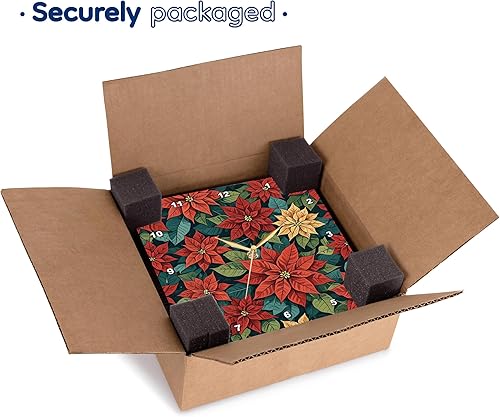 Miniatura 7 de 3dRose, Poinsettia Retro Style Abstract Art Complementary Colors 3, 10x10 Wall Clock