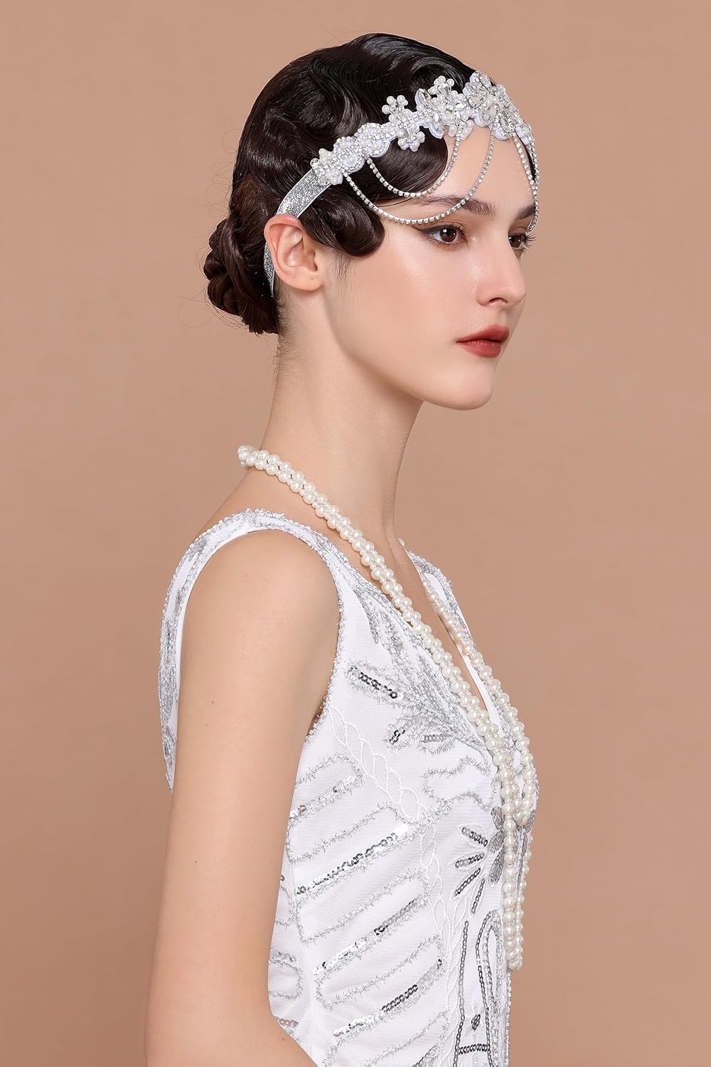 BABEYOND 1920s Flapper Headpiece Roaring 20s Headband Great Gatsby Headband Chain for Women Vintage Hair Accessory - Image 4
