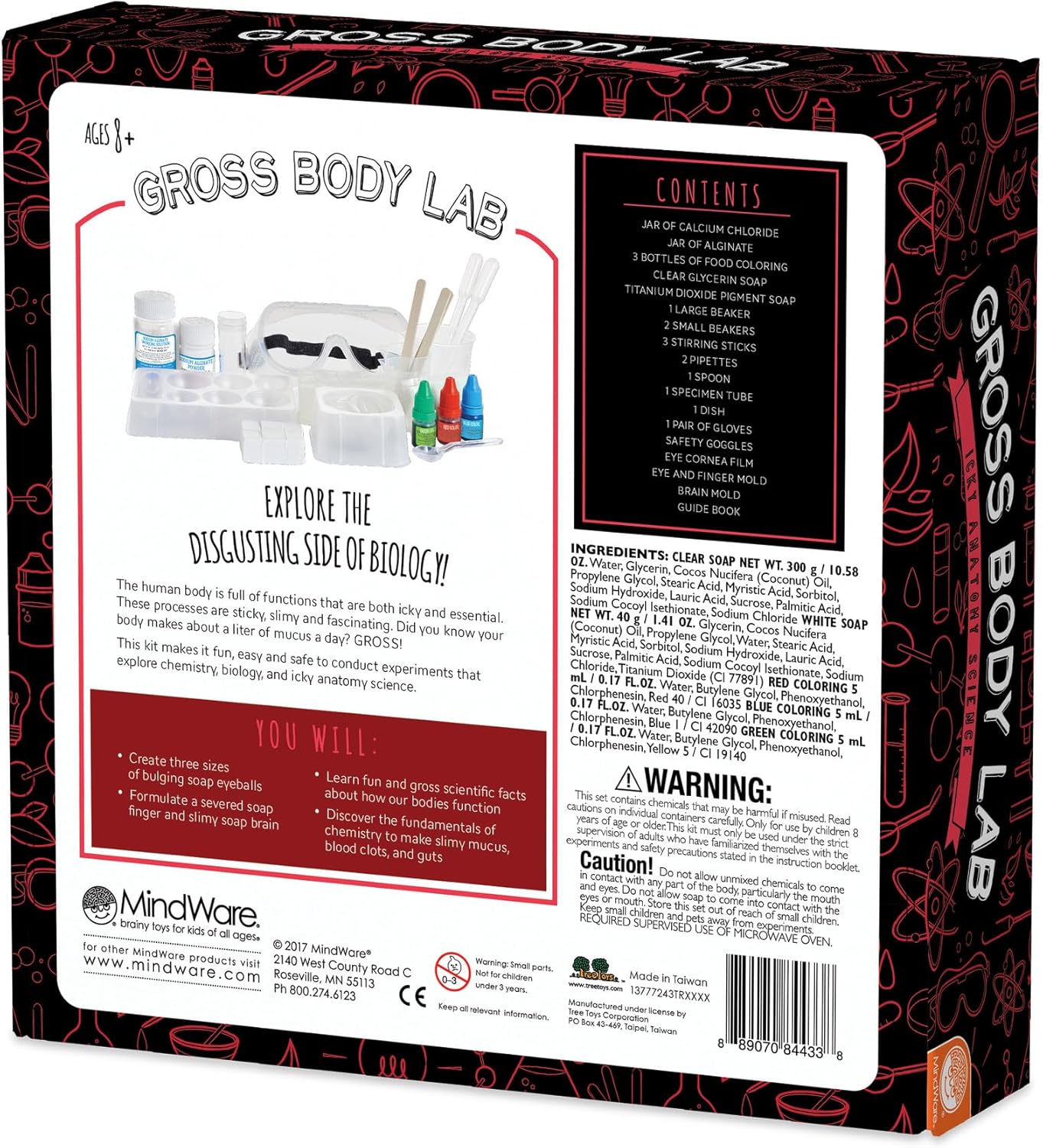 MindWare Science Academy Gross Body Lab - Gross Science Kit For Kids With 5+ Anatomy Projects Like Squishy Human Body Slime - Gift For 8 Year Olds and Up