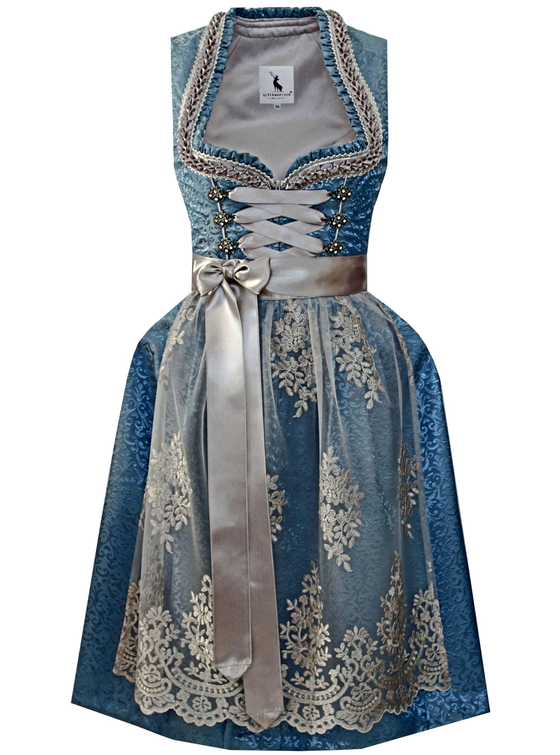 Alpenmärchen Exklusive Kollektion Midi Dirndl GR. 32-54 mit Spitzenschürze - ALM994  
Alpenmärchen Dirndl Exklusive Koll