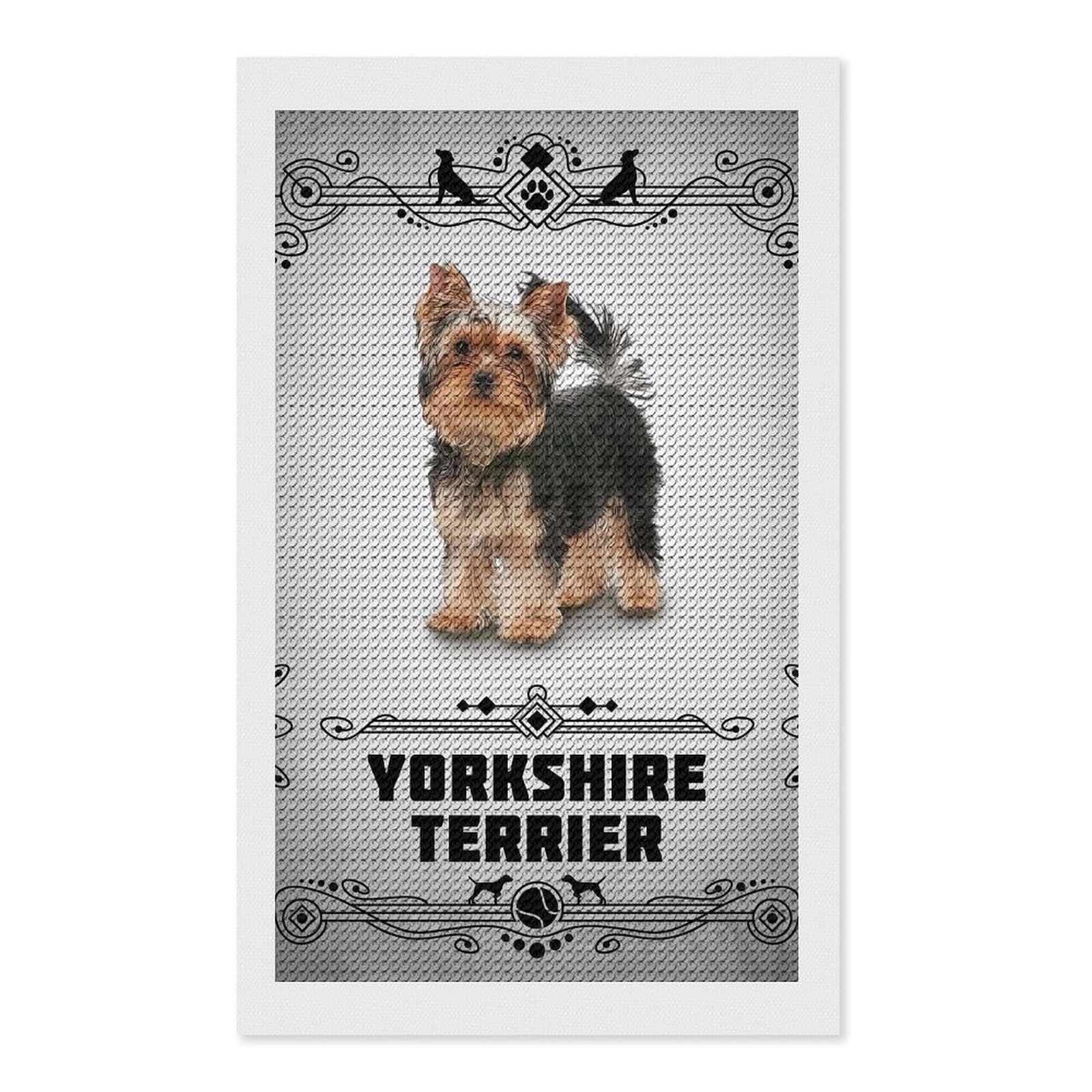 Junmoney Yorkshire Terrier Diamond Painting Set 12"x20", Full Kit Included, Sparkling Round Gems, Farmhouse Decor, Festive Craft Gift
