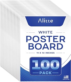 White Poster Board, 100 Sheets, Heavyweight Poster Paper, 11x14” Large Posterboard, Bulk Pack for School Projects, Presentations, Vision Board, Drawing, Classroom Use, Made in USA