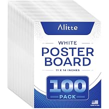 White Poster Board, 100 Sheets, Heavyweight Poster Paper, 11x14 Large Posterboard, Bulk Pack for School Projects, Presentations, Vision Board, Drawing, Classroom Use, Made in USA