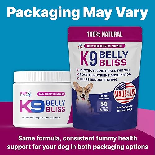 Miniatura 8 de K9 Belly Bliss - Soporte digestivo diario - Prebiótico formulado a medida para perros - Topper para alimentos secos y húmedos, 30 cucharadas, 2.14