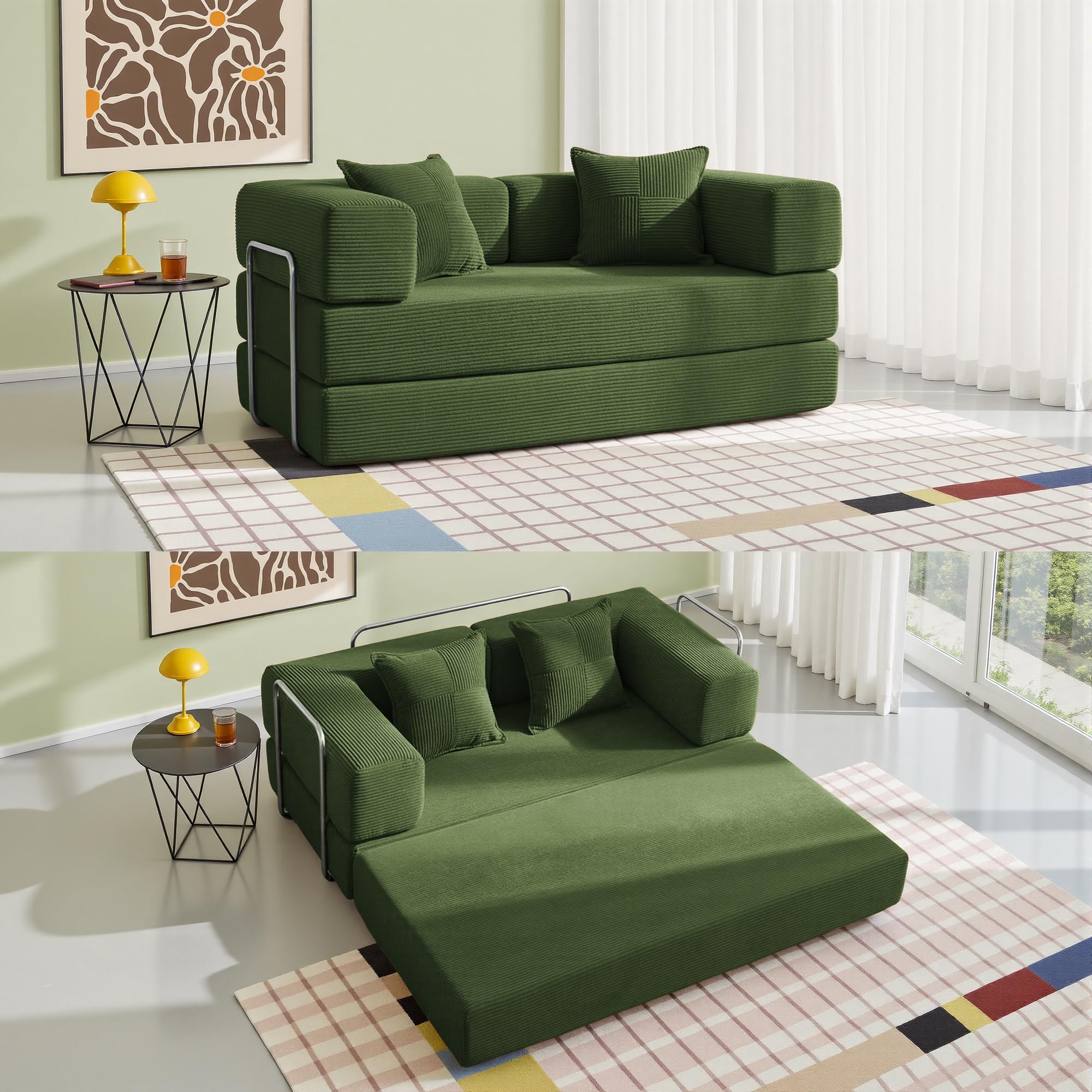 YINIX Foldable Sofa Bed, 62'' Folding Floor Cloud Couch