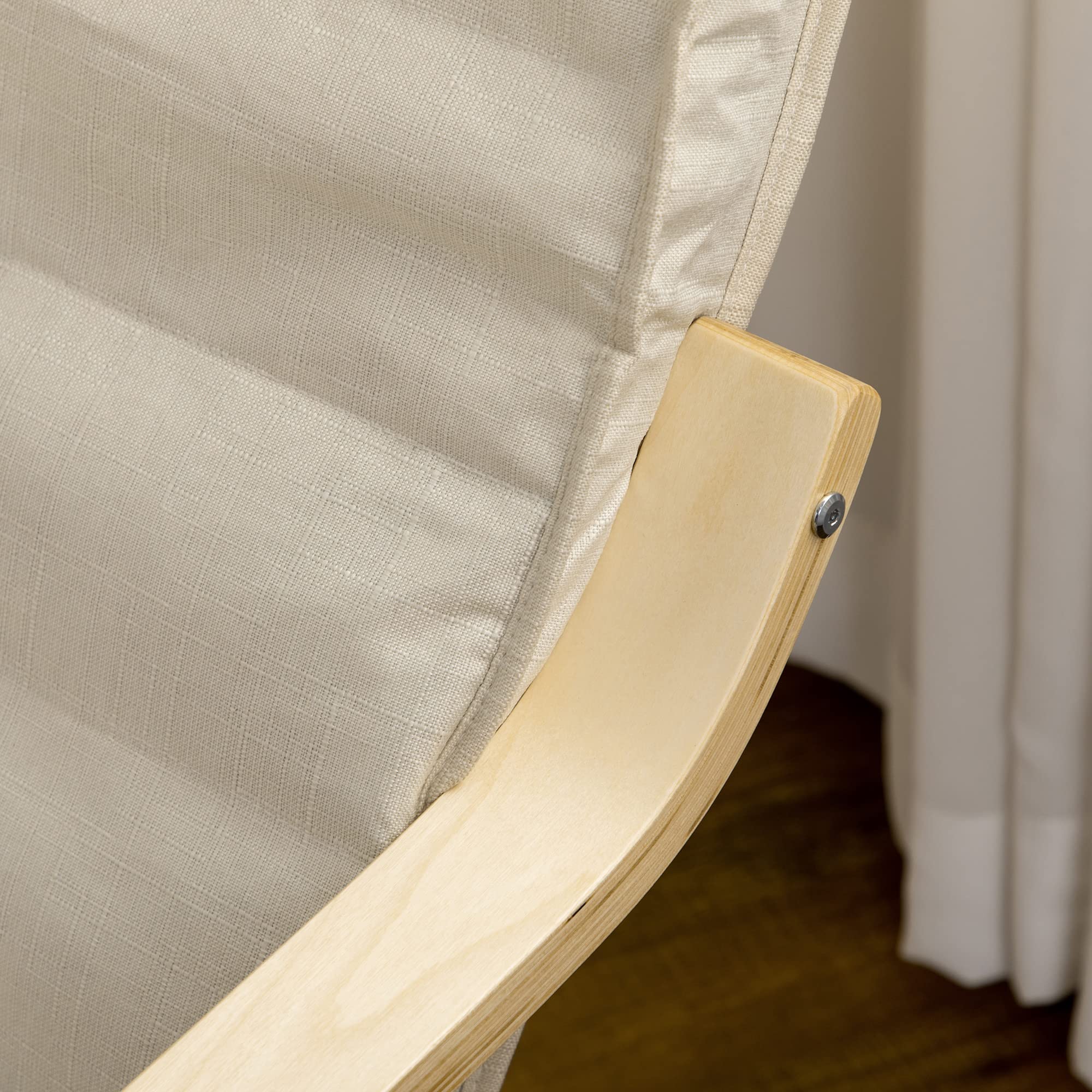 HOMCOM Sillón de Salón con Reposapiés Ajustable, Butaca de Salón Tapizada en Lino Sintético con Marco de Madera, Sillón de Relax para Dormitorio, Oficina, Estudio, 66,5x94x100 cm, Crema