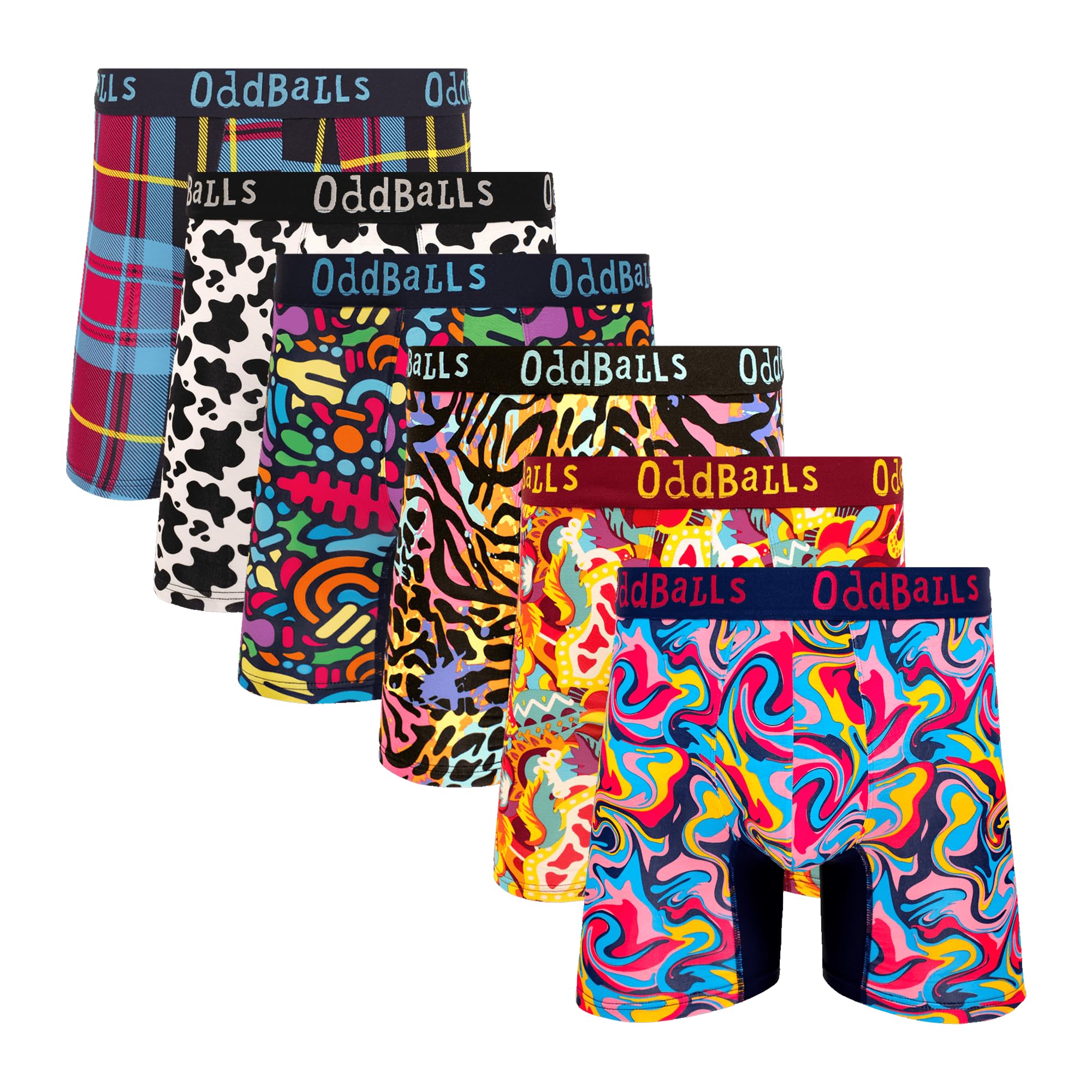 Oddballs Men's Collector's Bundle | Bamboo Boxers Multipack | 6 Pack | Anti Chafing | Underwear | Moisture Wicking Fabric | Elastic Waistband | | Small
