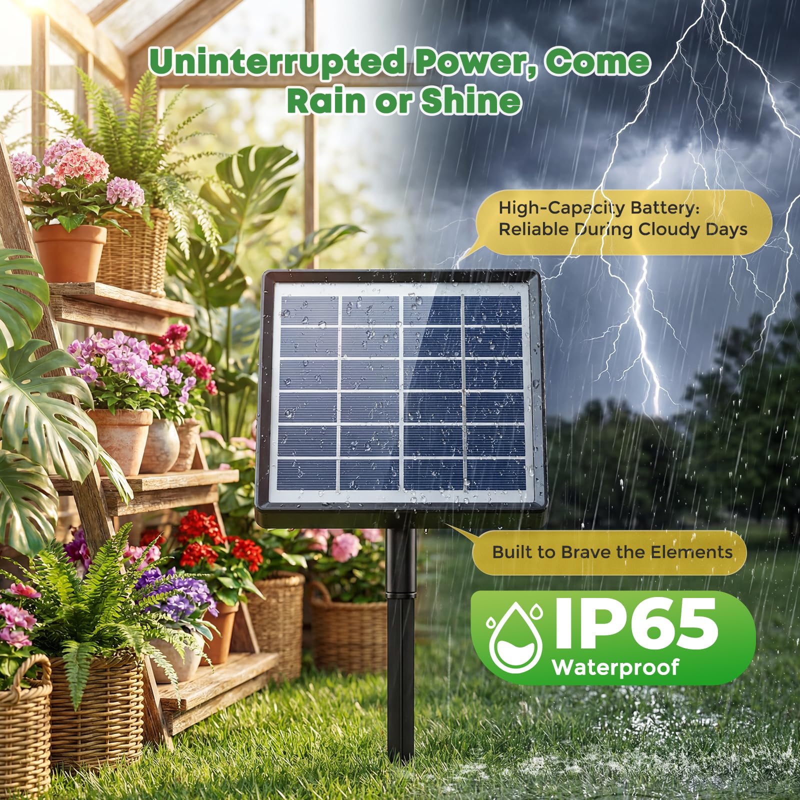Solar Bewässerungssystem für Balkon Garten Gewächshäuser Automatische Bewässerungssystem Bewässerungscomputer für Pflanzen und Topfpflanzen, Ausgestattet mit 12 Bewässerungsmodi und 15 Tropfern