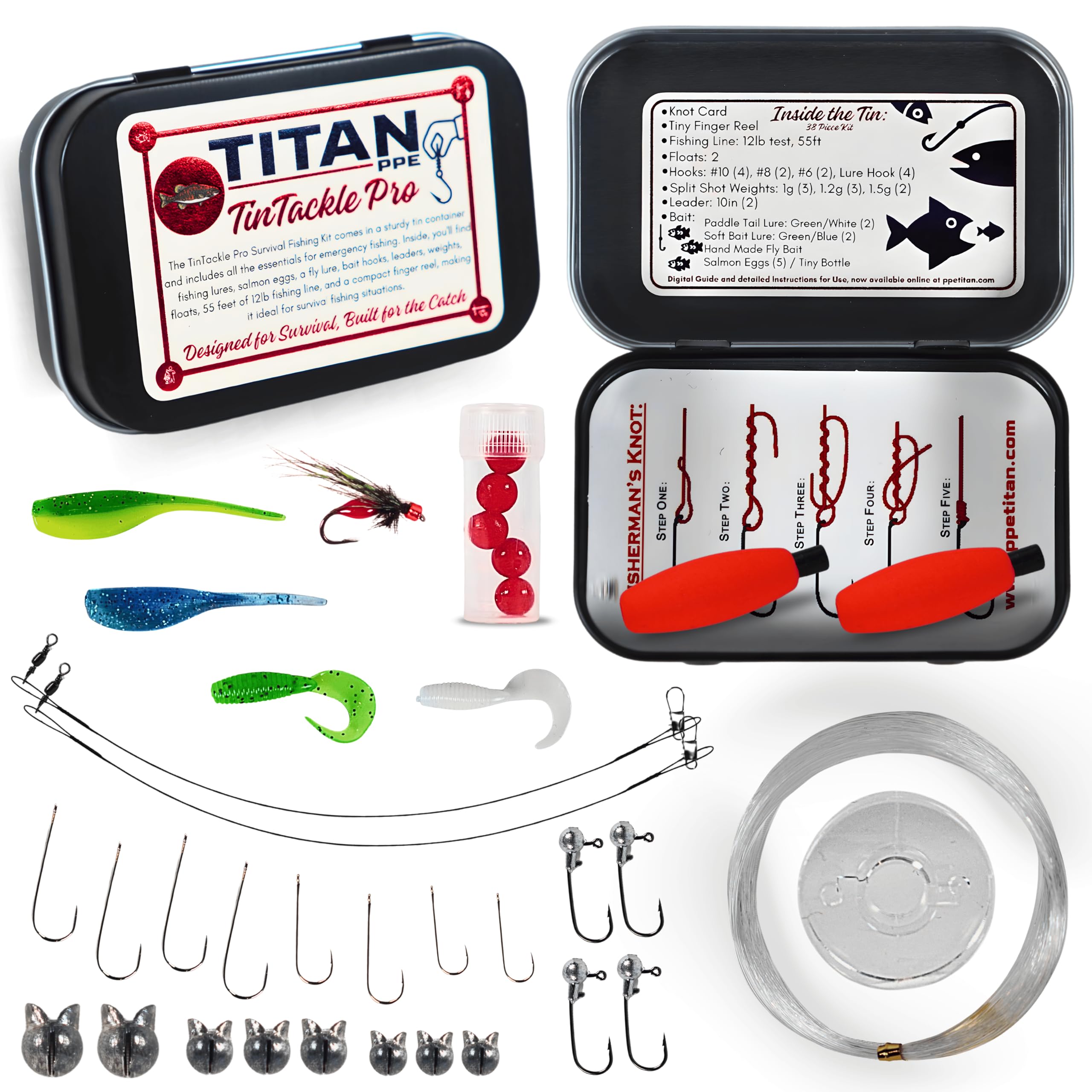 TinTackle Pro – Compact Survival Fishing Kit with Mini Finger Reel | Ultralight Emergency Fishing Gear for Camping, Hiking & Outdoor Survival
