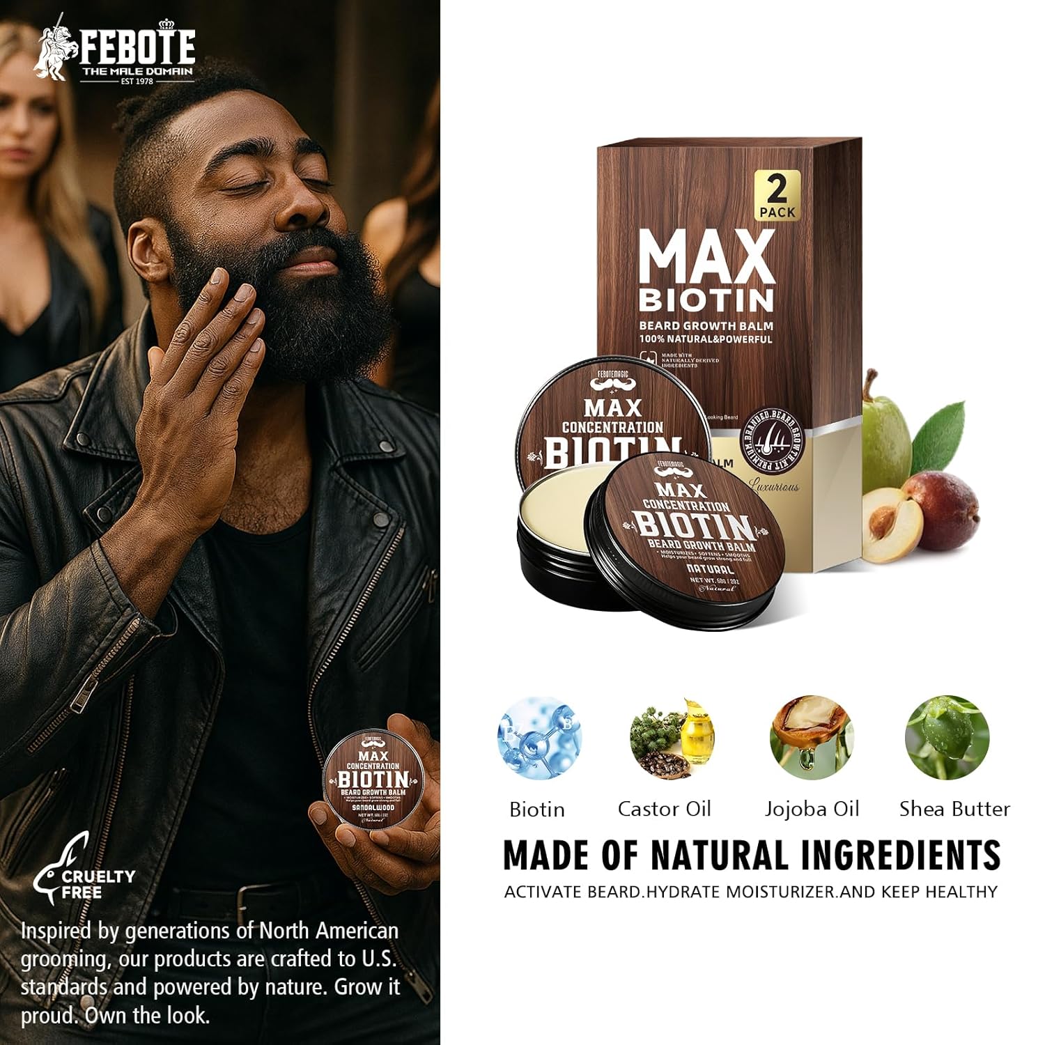 2 Pack Biotin Beard Balm Set for Men – Natural & Sandalwood Butters – Non-Itchy, Moisturize, Strengthen & Shape Beards – Grooming Gift Set for Father's Day, Anniversaries, Christmas - Image 9