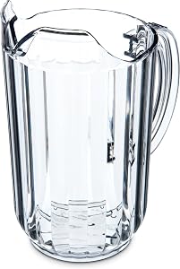 Carlisle FoodService Products Plastic Clear Pitcher, Tall Pitcher for Restaurants, Catering, Kitchens, 48 Ounces, Clear, (Pack of 6)