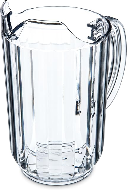 Carlisle FoodService Products Plastic Clear Pitcher, Tall Pitcher for Restaurants, Catering, Kitchens, 48 Ounces, Clear, (Pack of 6)