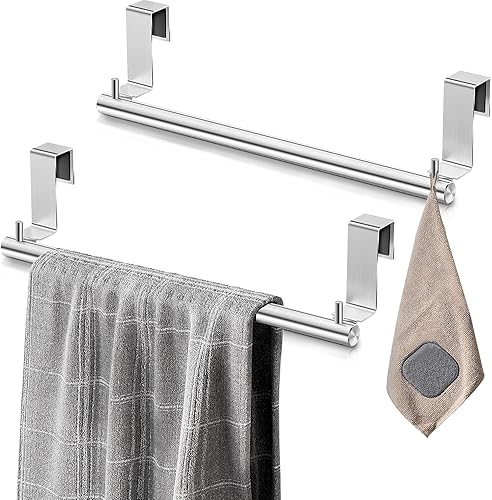 VEHHE Toallero de cocina, 2 piezas, 12.7 pulgadas, toallero sobre la puerta con almohadillas de espuma EVA, soporte para toallas de cocina con 2