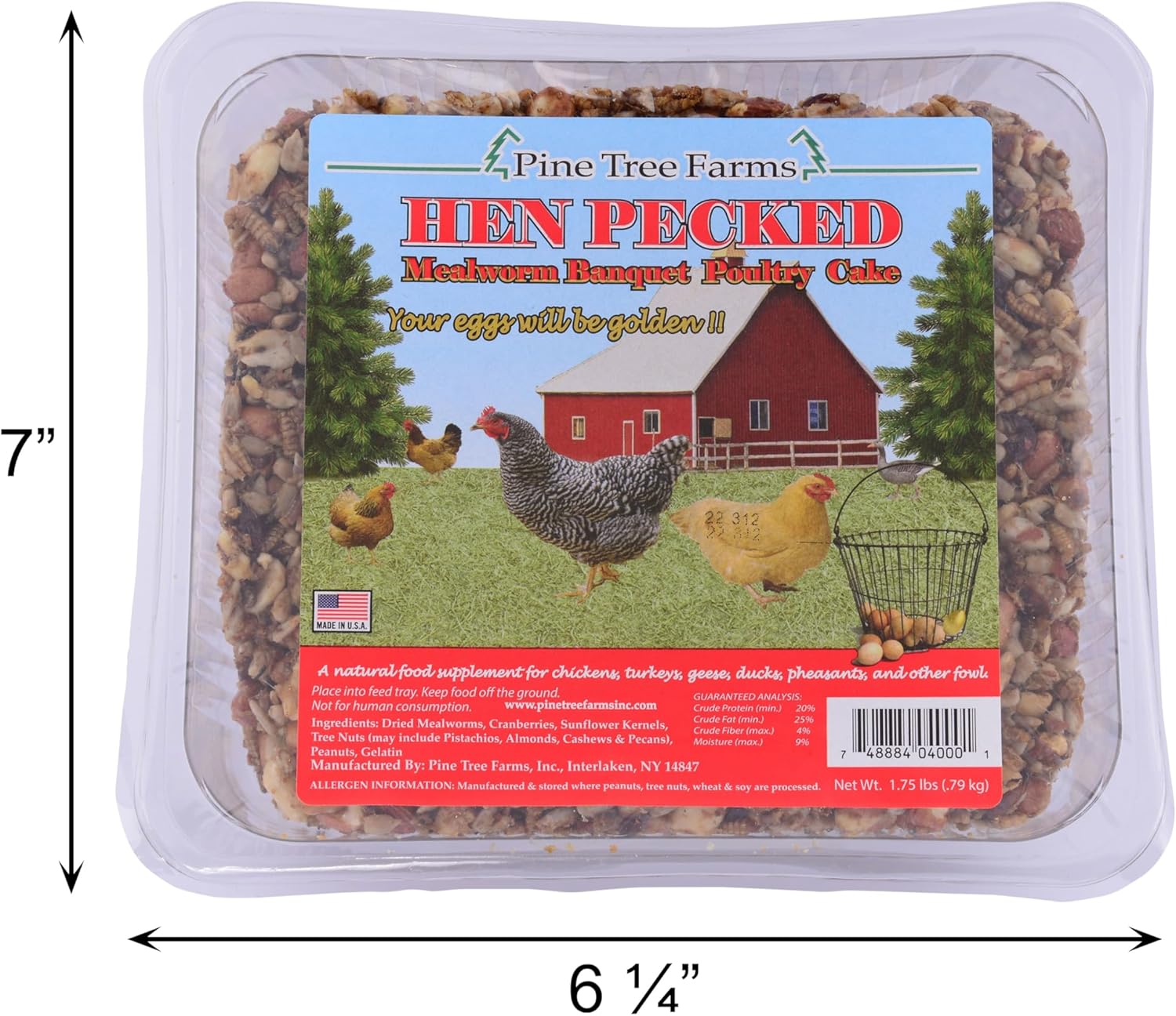 BestNest Pine Tree Farms Hen Pecked Mealworm Banquet Poultry Cakes, 1.75 lb Each, Pack of 8 – High Protein Treats for Chickens, Ducks & Turkeys