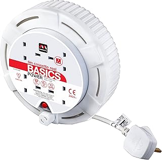 Masterplug SCT0413/4W-MP Four Socket Cassette Reel Extension Lead, 4 Metres, White