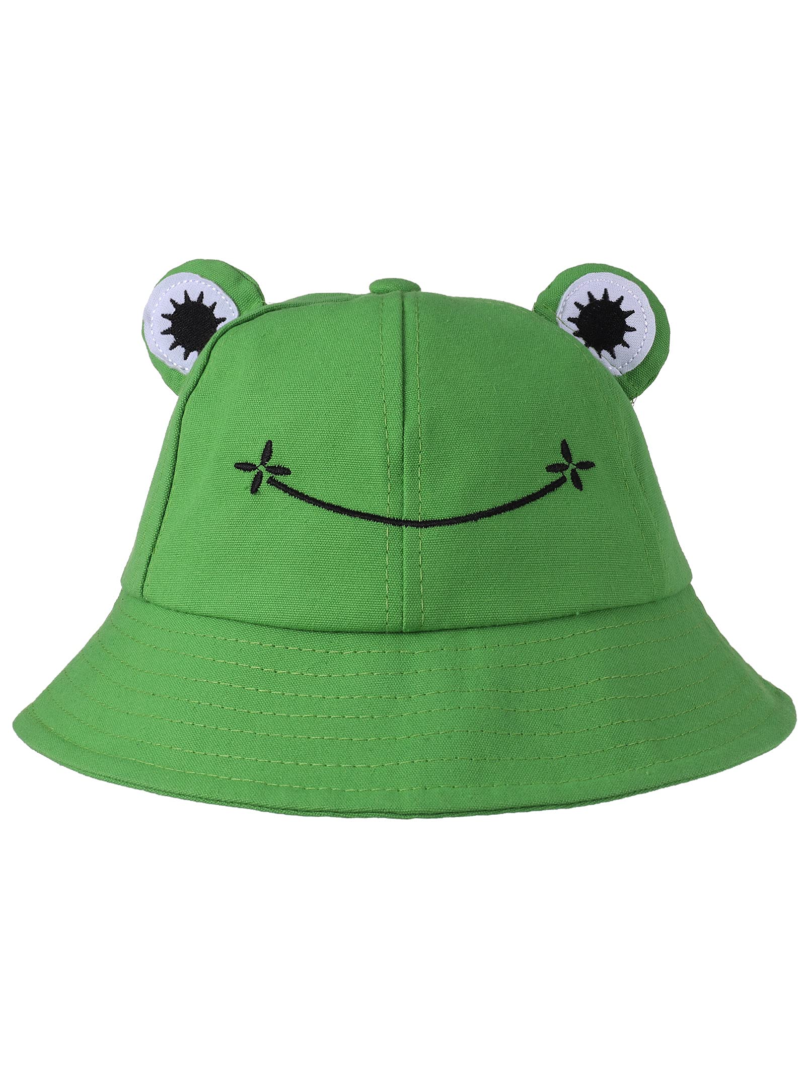 Frog Bucket Hat Cute Cotton Bucket Sun Hat Wide Brim Fisherman Hat for Adult Women Girls