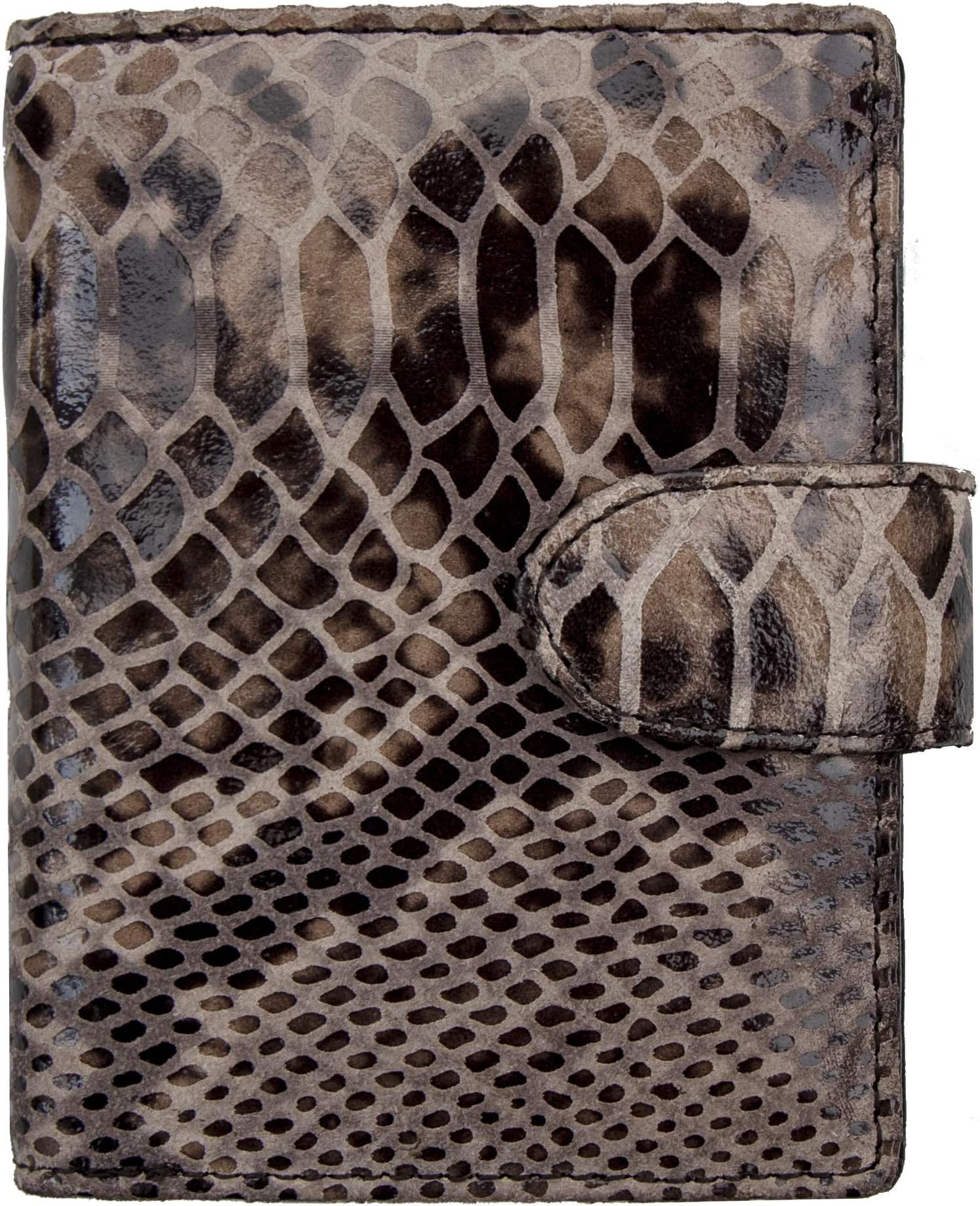 Prime Hide Women's Small Trifold Brown Embossed Leather Purse Wallet RFID Blocking