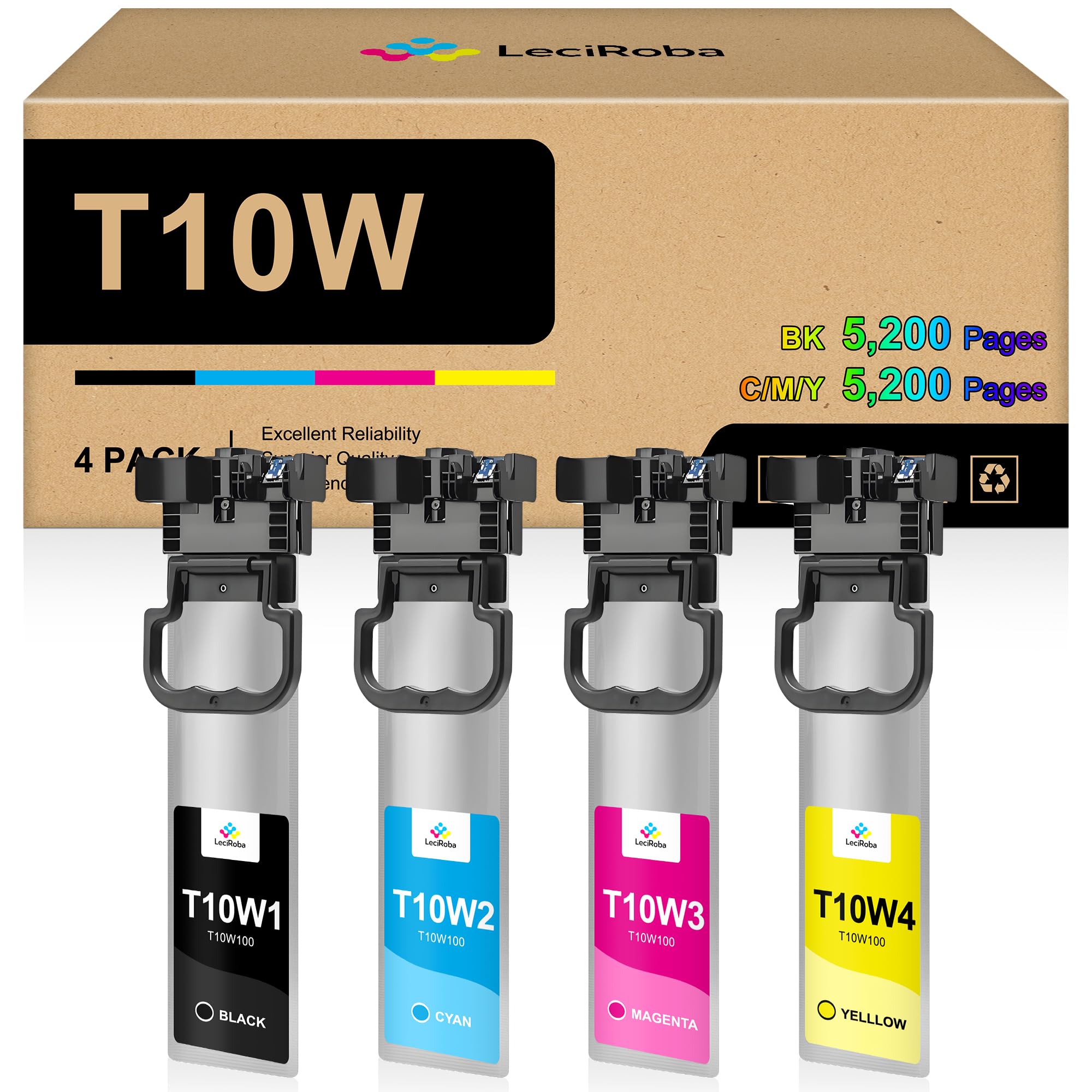 Photo 1 of LeciRoba T10W High Yield Ink Cartridge, 4-Pack