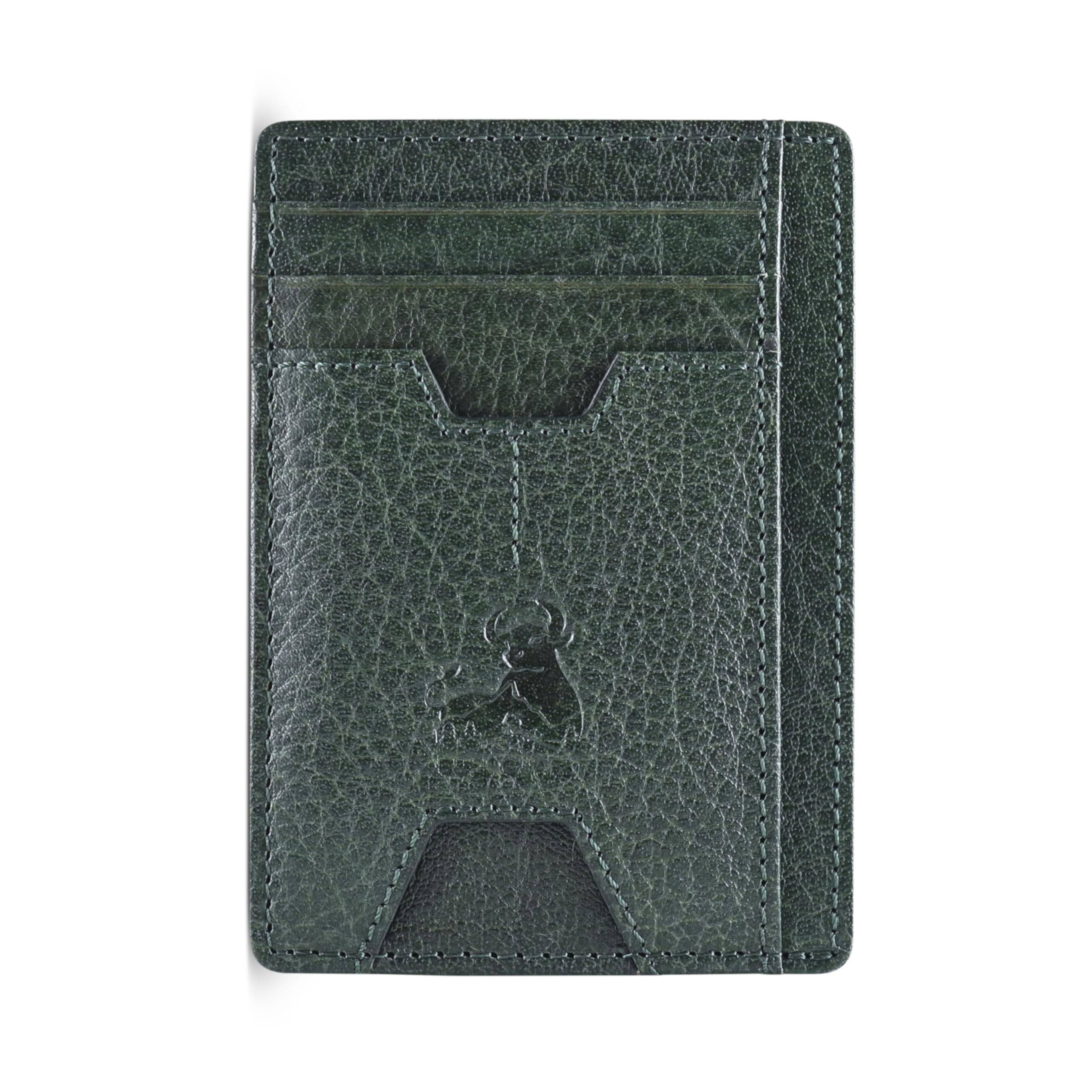 BULL GUARD Mens RFID Blocking Leather Slim Card Case Wallet with Easy Access ID windows, Cash & Card Slots, Crafted with Premium Top Grain Leather