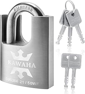 21/50KD-5SK High Security Stainless Steel Shrouded Padlock with Key for Both Indoor and Outdoor use (Heavy Duty, Anti-Rust) (2 in. (50mm), Keyed Different - 5 Stainless Steel Keys)