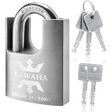 21/50KD-5SK High Security Stainless Steel Shrouded Padlock with Key for Both Indoor and Outdoor use Heavy Duty, Anti-Rust 2 in. 50mm, Keyed Different - 5 Stainless Steel Keys