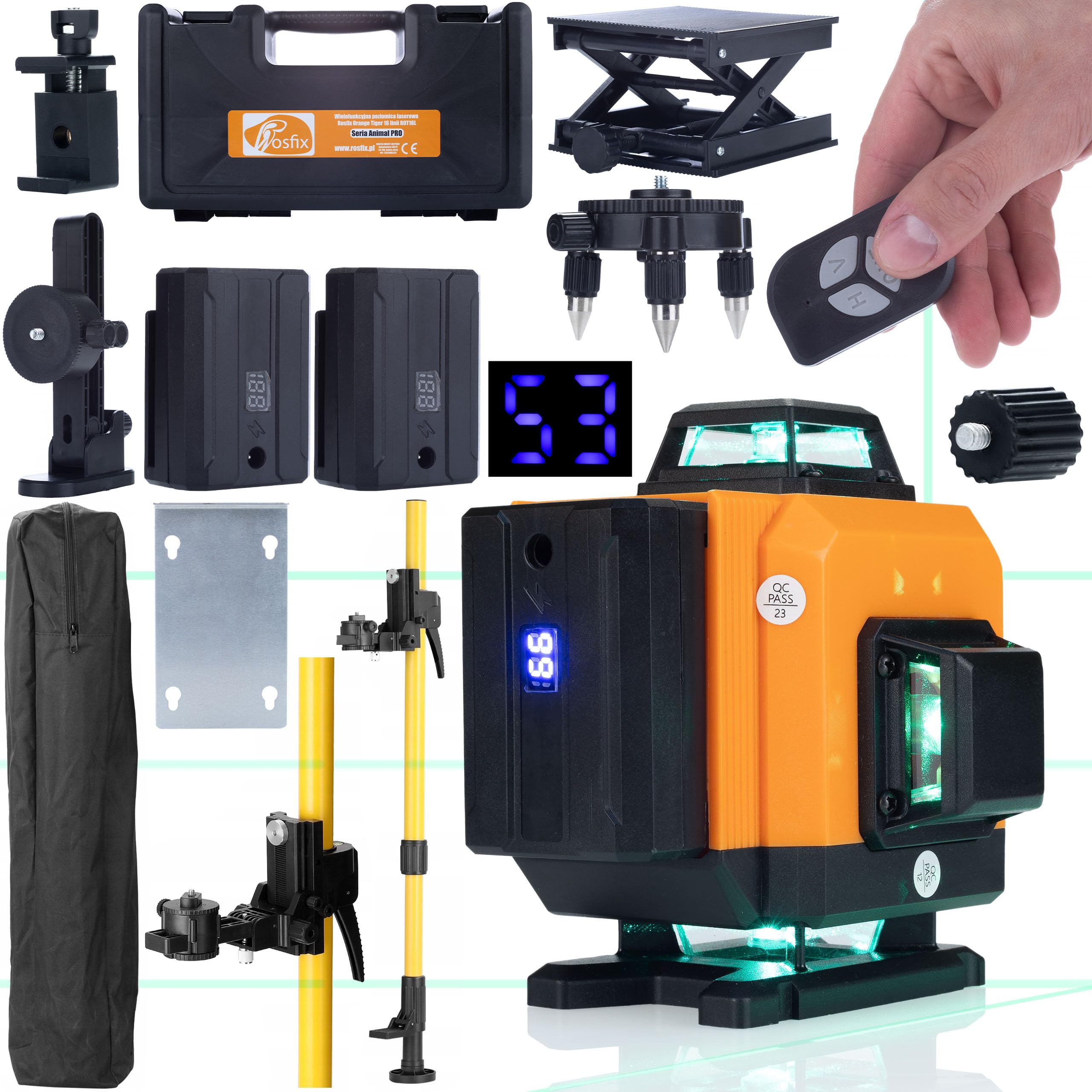 ROSFIX LASER KRZYŻOWY POZIOMICA 360 16L TYCZKA 350