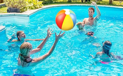 Miniatura 6 de 90shine 7 flotadores Luau para piscina anillos de natación hawaianos con bolas de playa de 13.5 pulgadas, tubos inflables flotadores juguetes para
