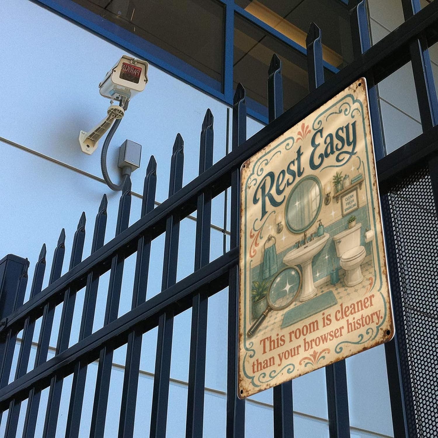 Rest Easy Tin Sign, Bathroom Wall Decor, Aluminum, 8x12 Inch image 4