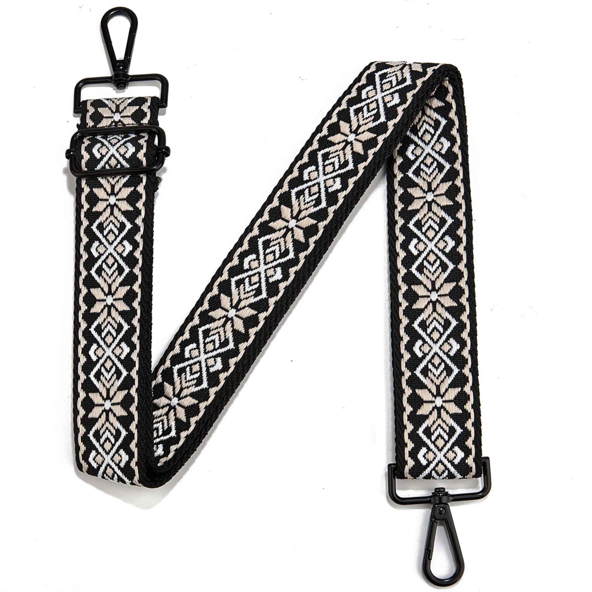 LVYOUME Crossbody Straps for Purses Silver or Black Hardware Purse Strap Wide Shoulder Strap Adjustable Replacement,Retro Jacquard Embroidery for Shoulder Bags