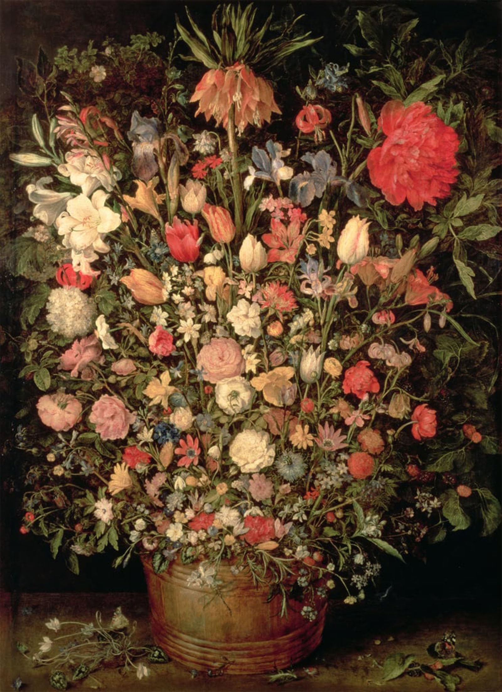SERENDIPITP Vintage Wall Art Canvas Nordic Poster Canvas Print Picture Large Bouquet of Flowers in a Wooden Tub by Jan the Elder Brueghel Wall Art Poster for Home Decor 60x90cm