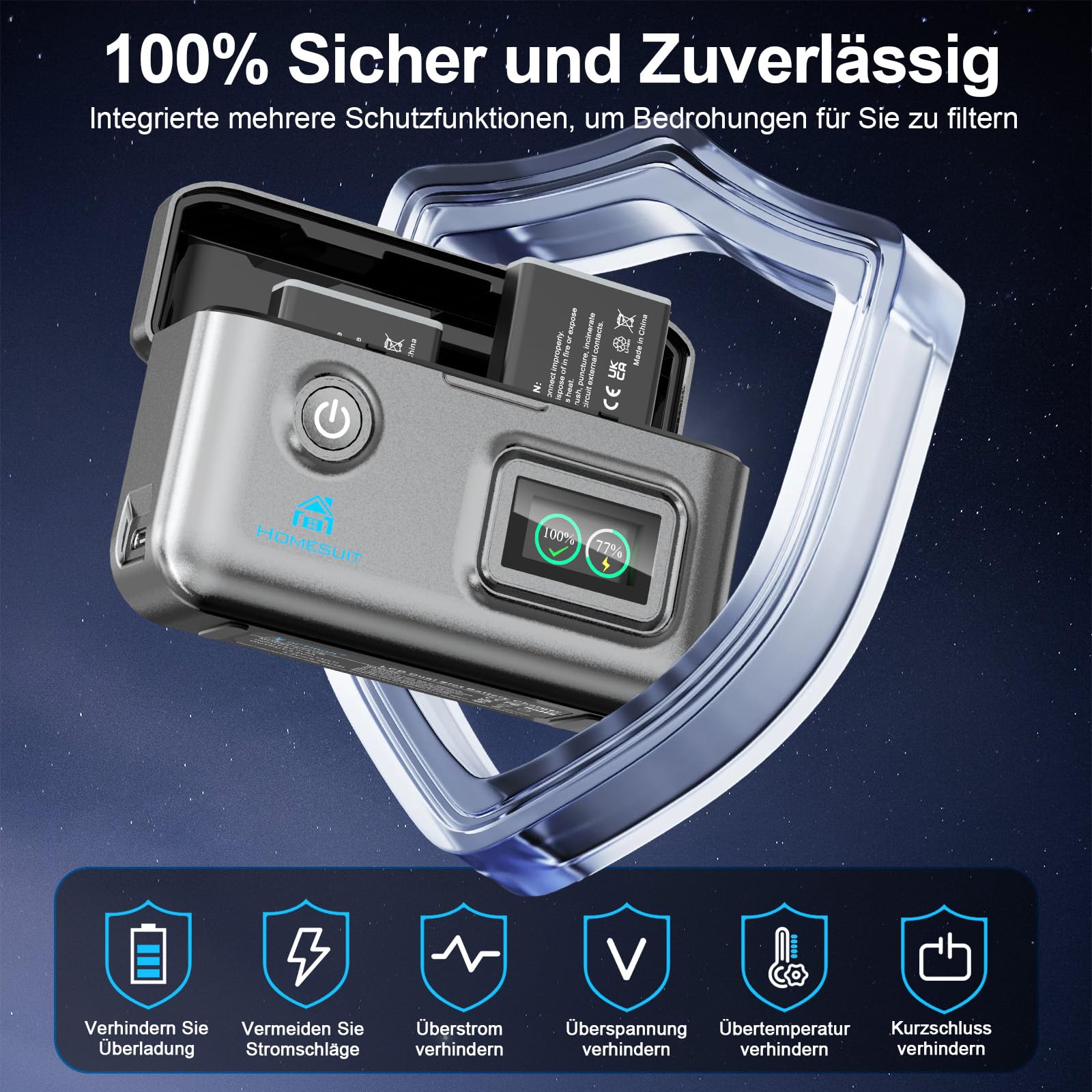 Homesuit NB-13L Akku 1700mAh & Dual Ladegerät für Canon PowerShot G5X, G5X Mark II, G7X, G7X Mark II, G7 X Mark III, SX720 HS, SX730 HS, SX740 HS, SX620 HS, G1X Mark III, G9X, G9X Mark II (2er-Pack)