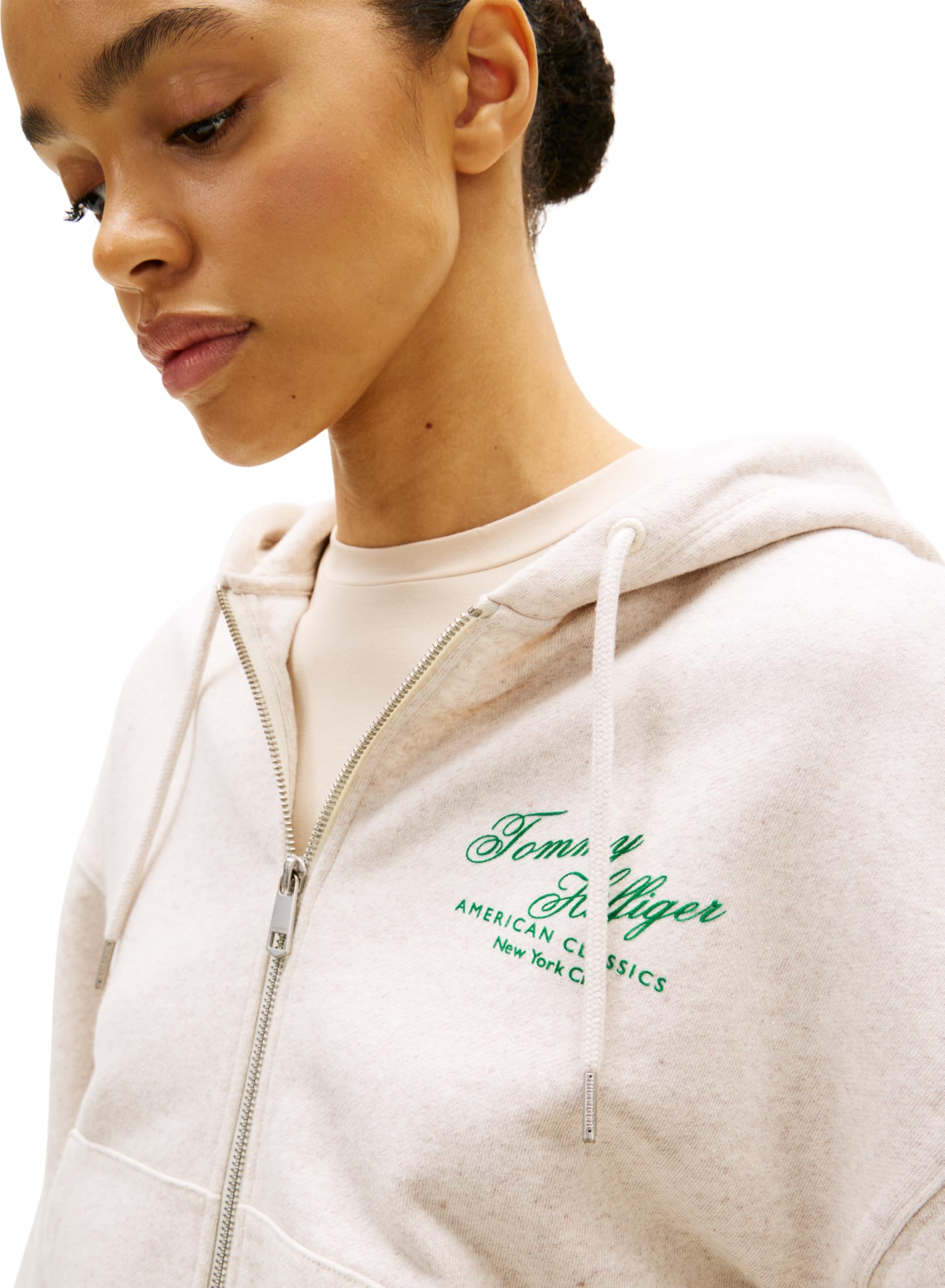 Tommy Hilfiger Mdrn Script Zip Terry Hoodie Ww0ww47845 Sudadera con Capucha y Cremallera Mujer (Pack de 1)