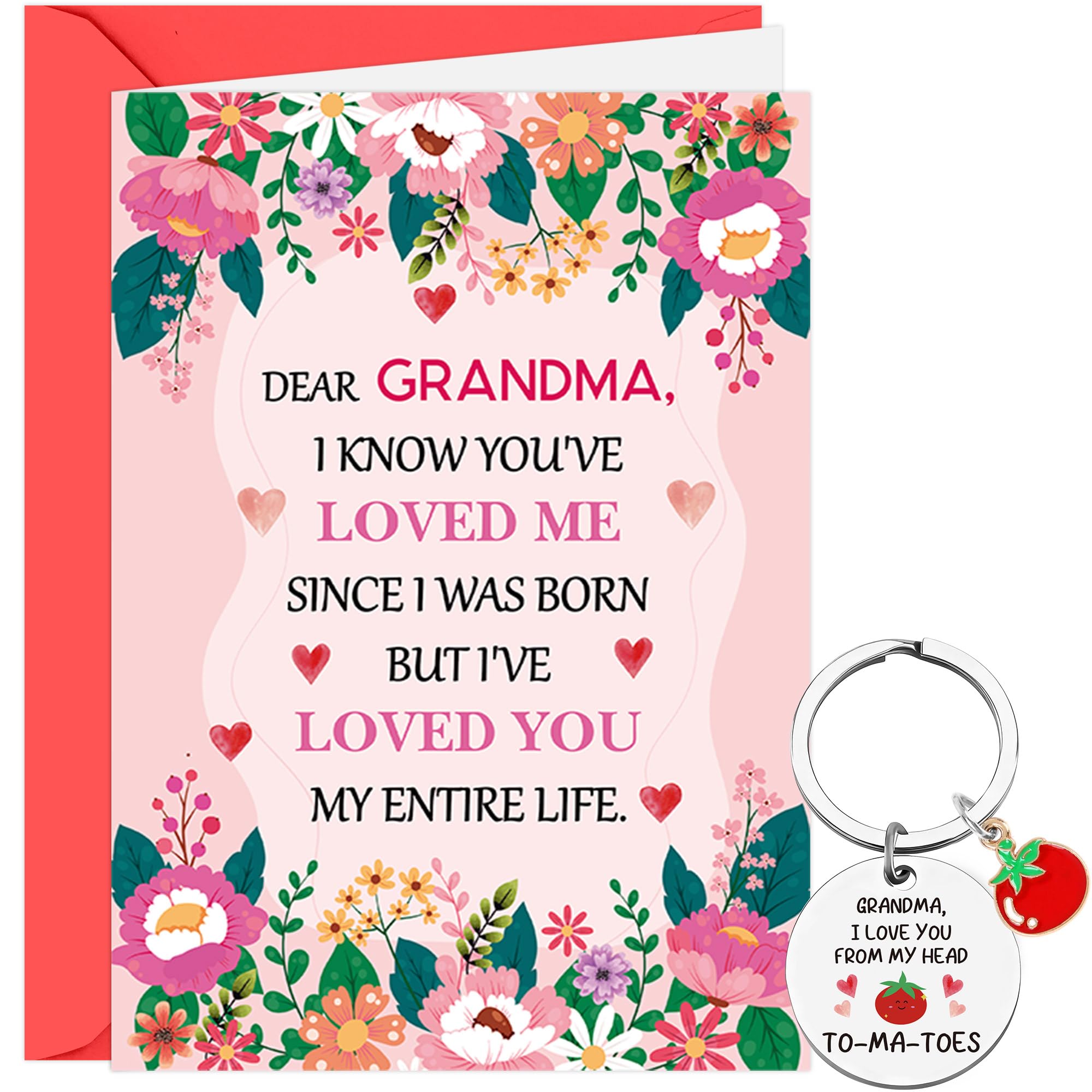Grandma Birthday Card with Keychain and Black Pouch, I Love You From My Head to My Toes Funny Birthday Gift for Grandma Nanny Nan — image 1