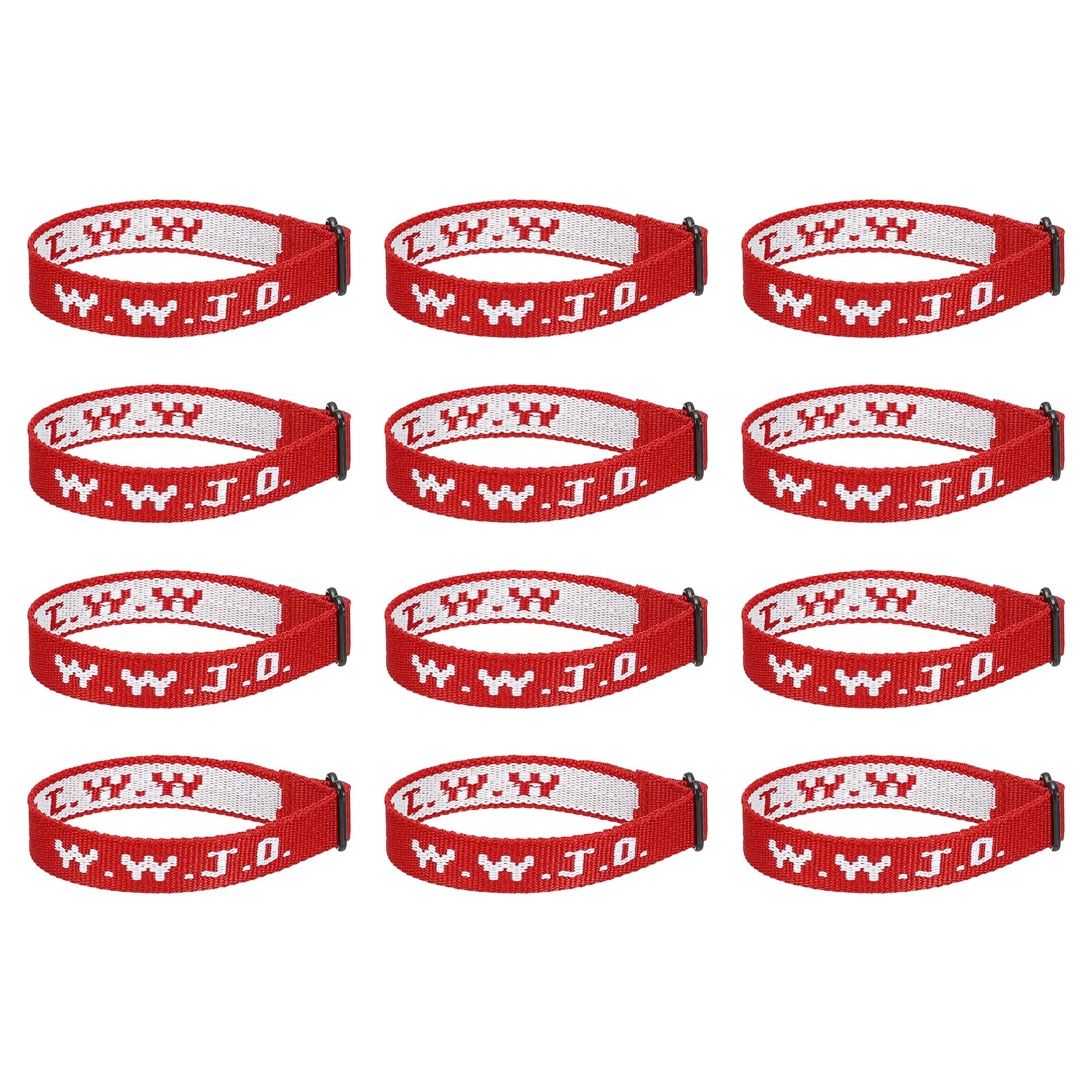 PATIKIL 12Pcs W.W.J.D Bracelets, Christian Gifts Wristbands Adjustable Woven Wristbands What Would Do Bracelet Braided Bracelets, Red