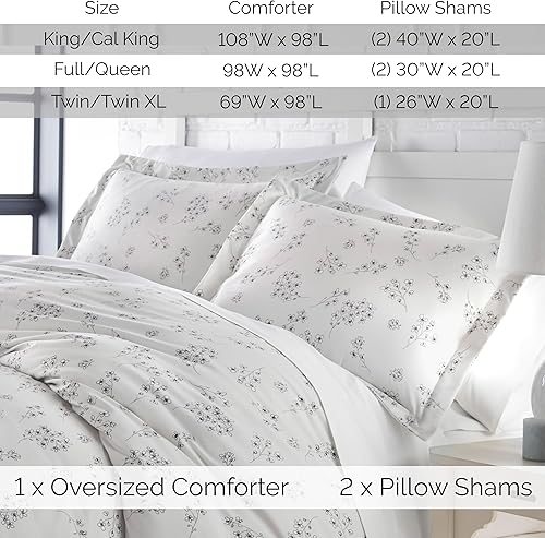 Miniatura 2 de Southshore Fine Living, Inc. Juego de edredón King de 3 piezas, edredón floral alternativo de plumón con fundas a juego, colcha de flores suaves
