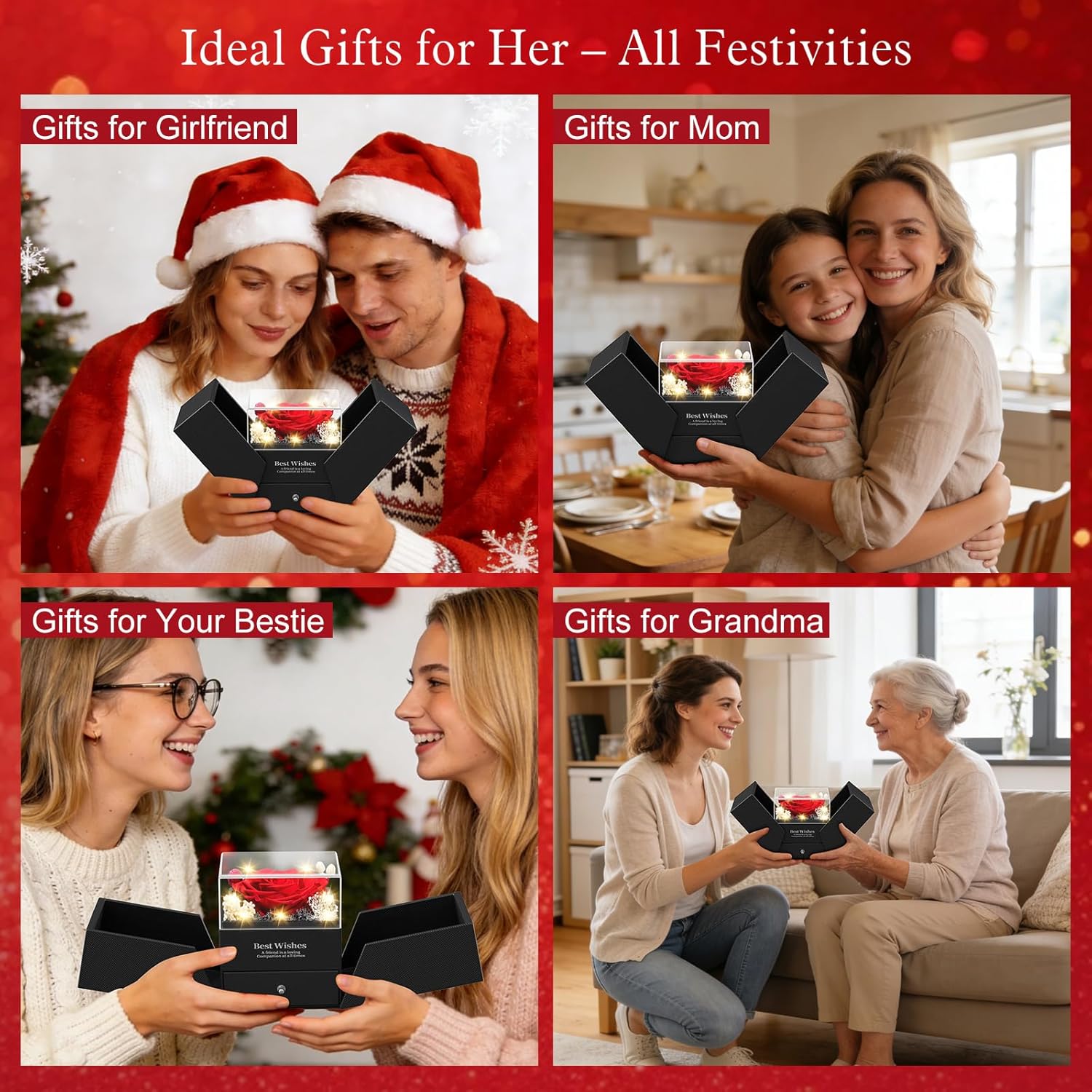 Preserved Red Rose Necklace with I Love You Heart - Forever Flowers Romantic Gift for Women Mom Wife Girlfriend Grandma, Perfect for Valentine's Day Mother's Day Christmas Anniversary Birthday - Image 5