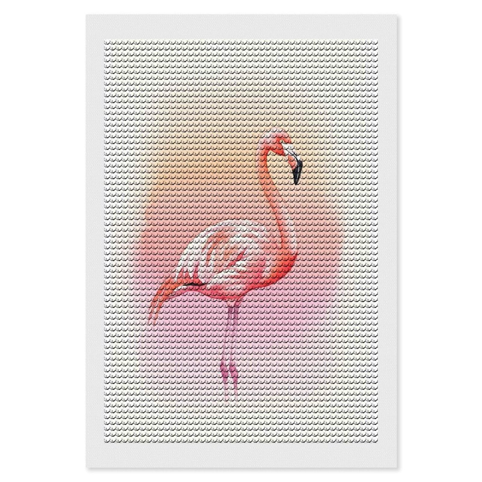 Junmoney Watercolor Flamingo Painting DIY Diamond Art Canvas Kit 8"x12", Complete Accessories, Creative Leisure Activity, Home Wall Decor, Gift Idea