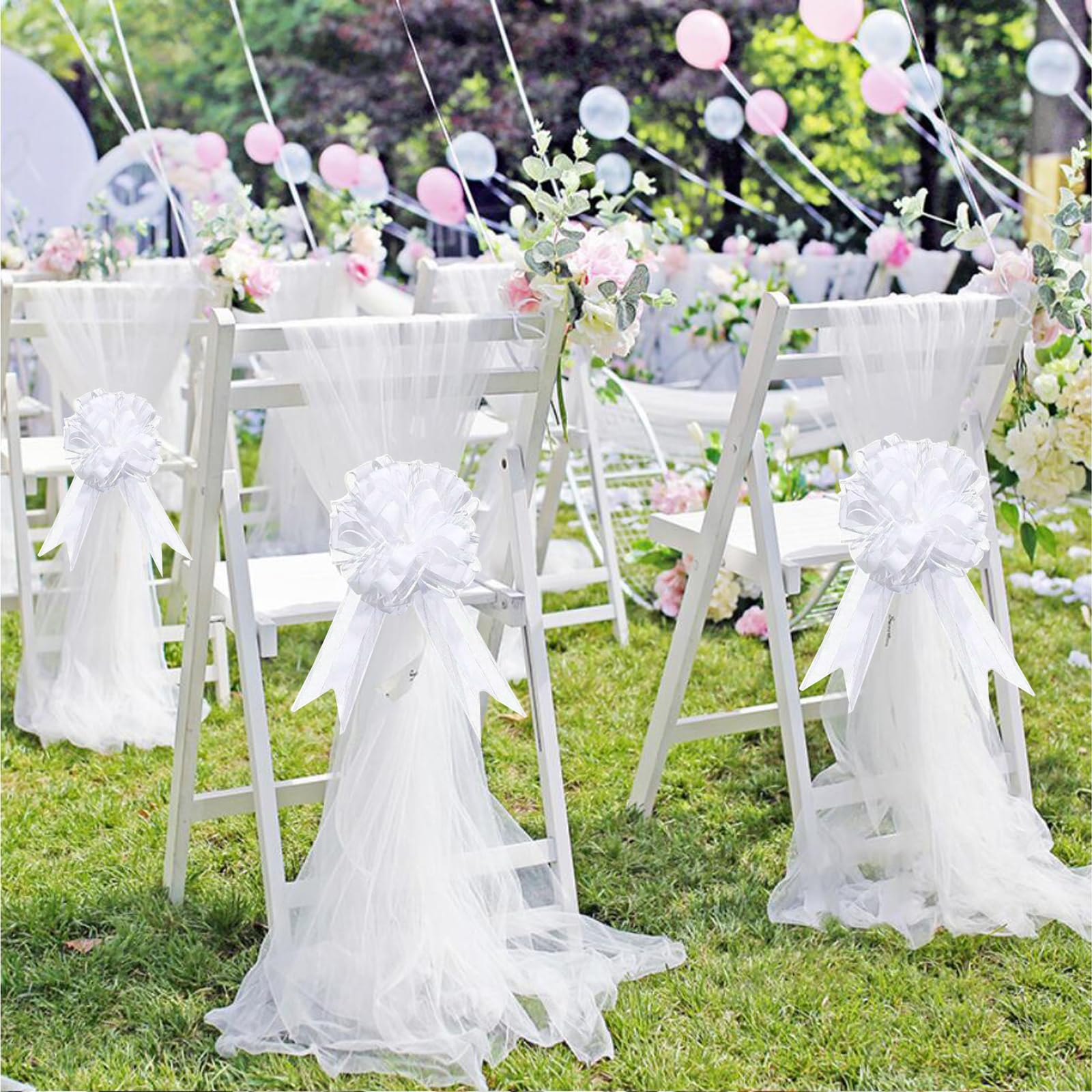 WANYIG 4 Pezzi Autoschmuck Fiocchi Regalo Auto Decorazione Matrimonio Bianco