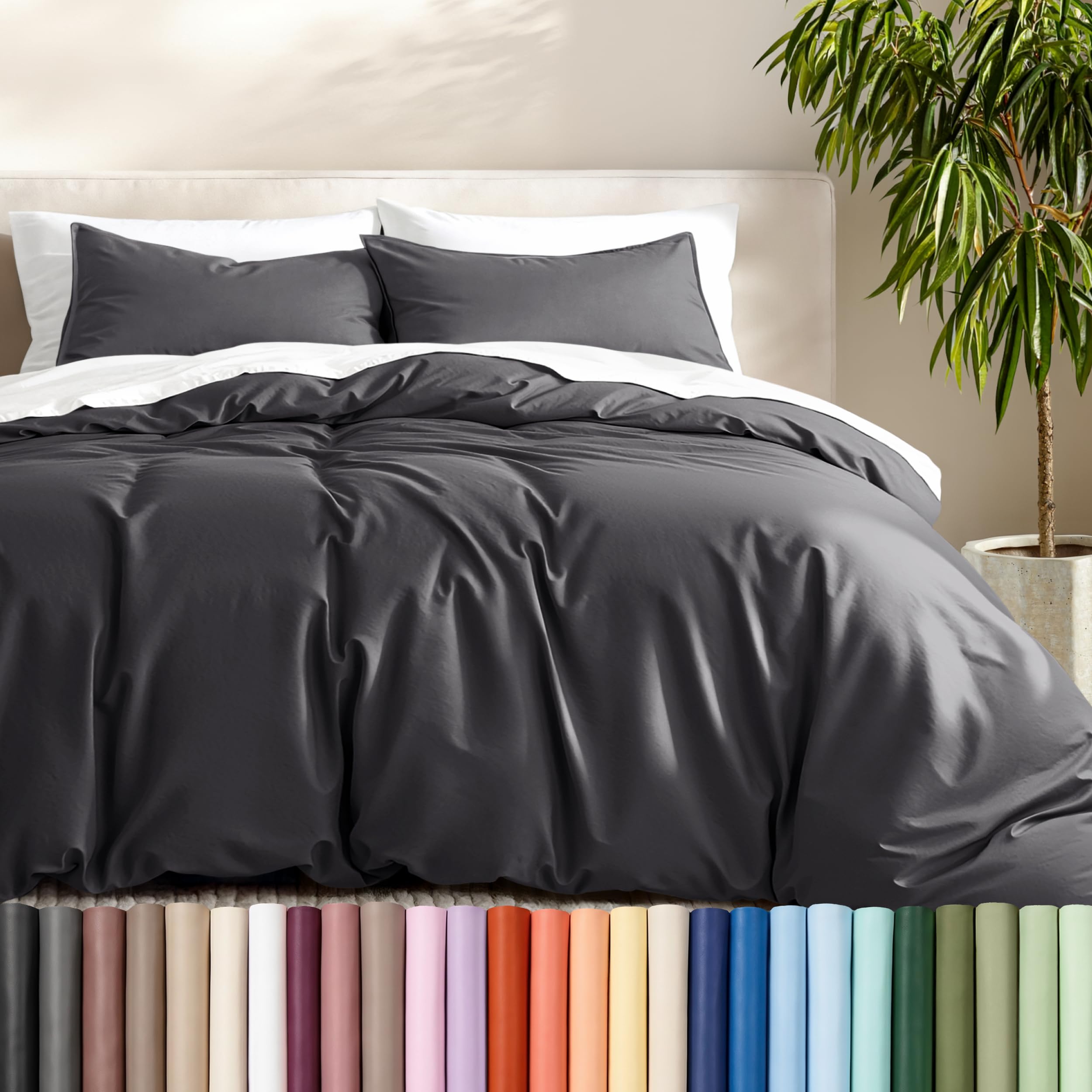 Bare Home Duvet Cover Set 1800 Ultra-Soft (Queen, Forged Iron Grey) — image 1